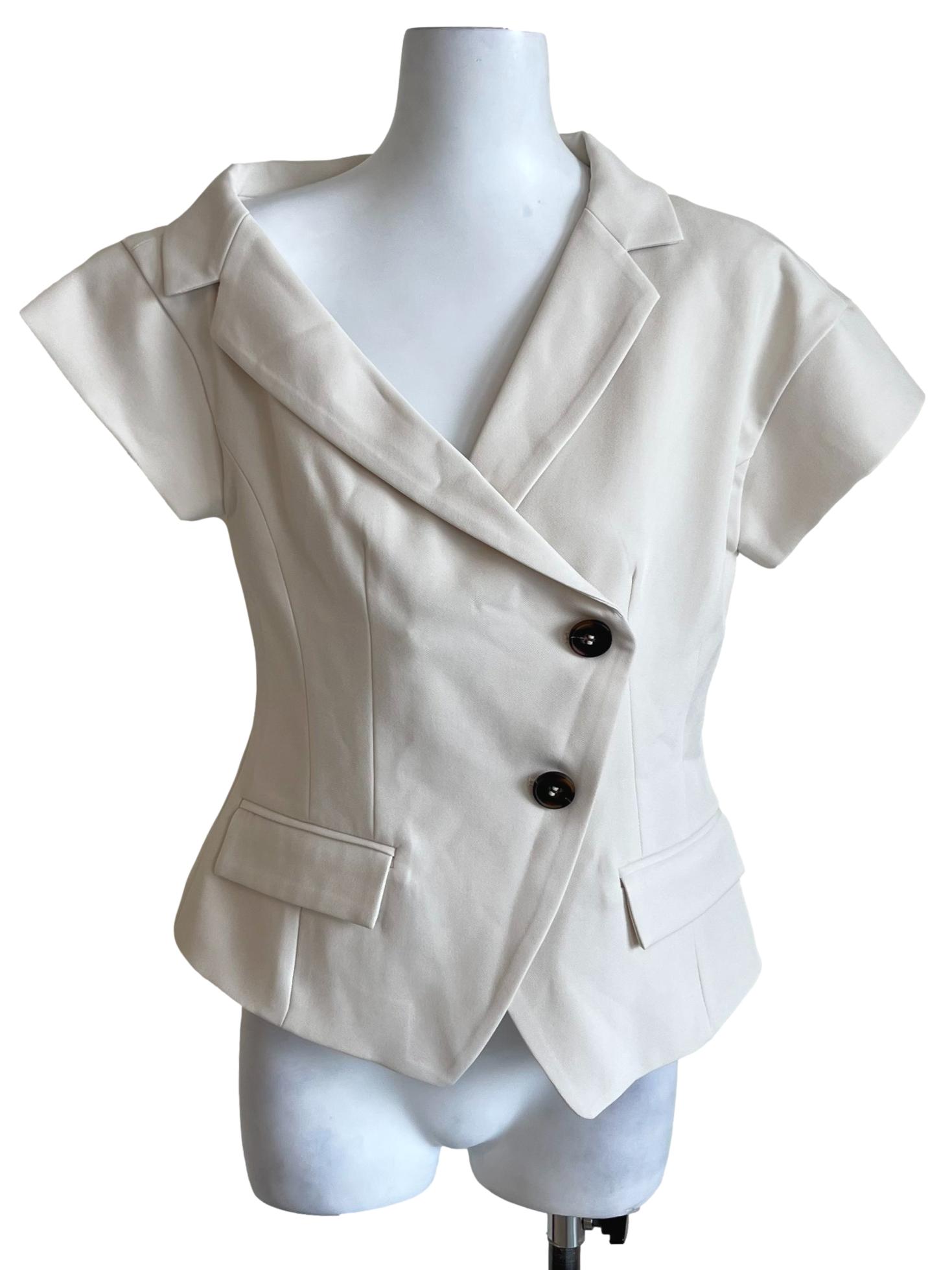 Ivory White Short Sleeve Blazer