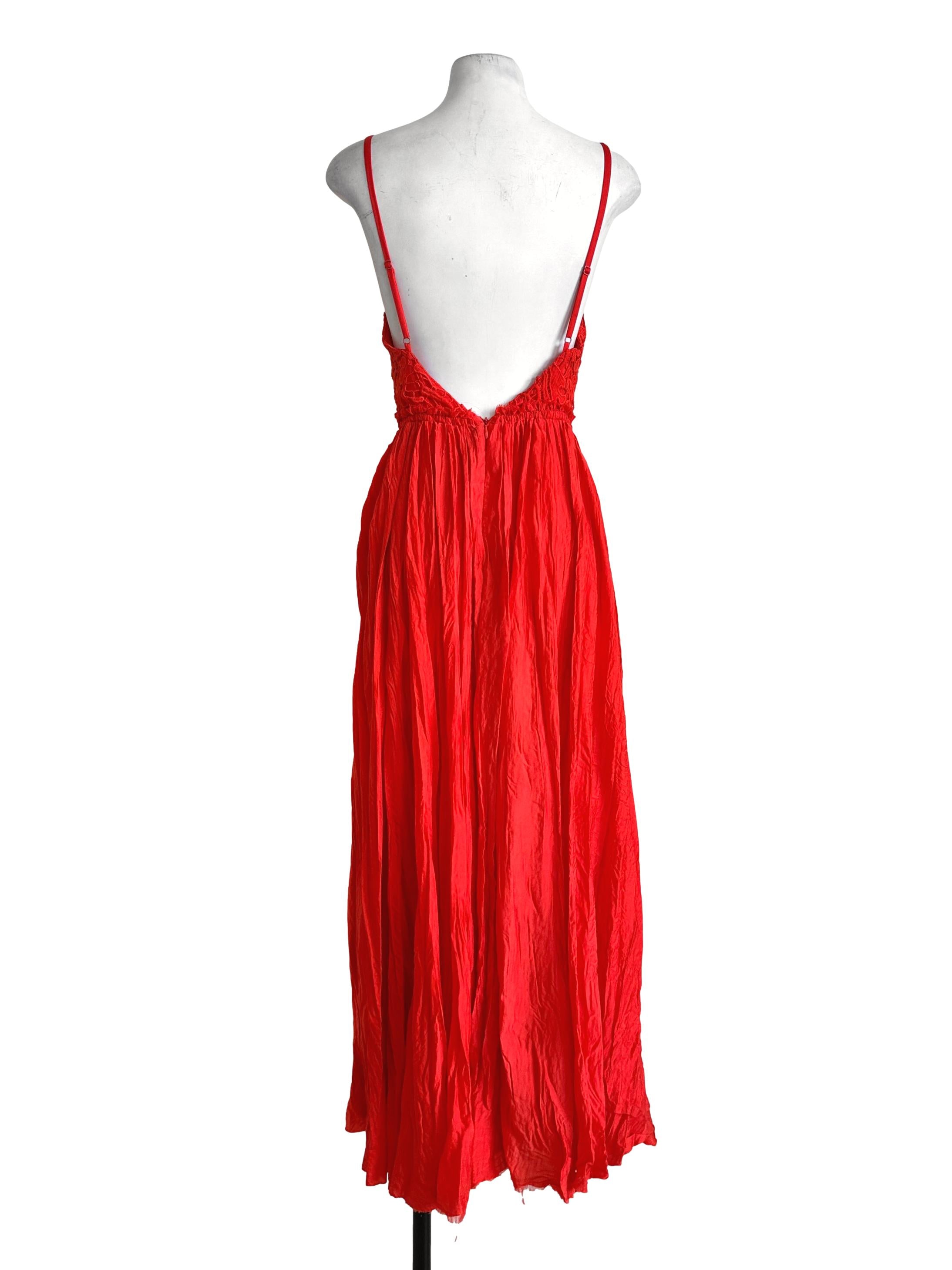 Candy Red Lace Pattern Maxi Dress LB