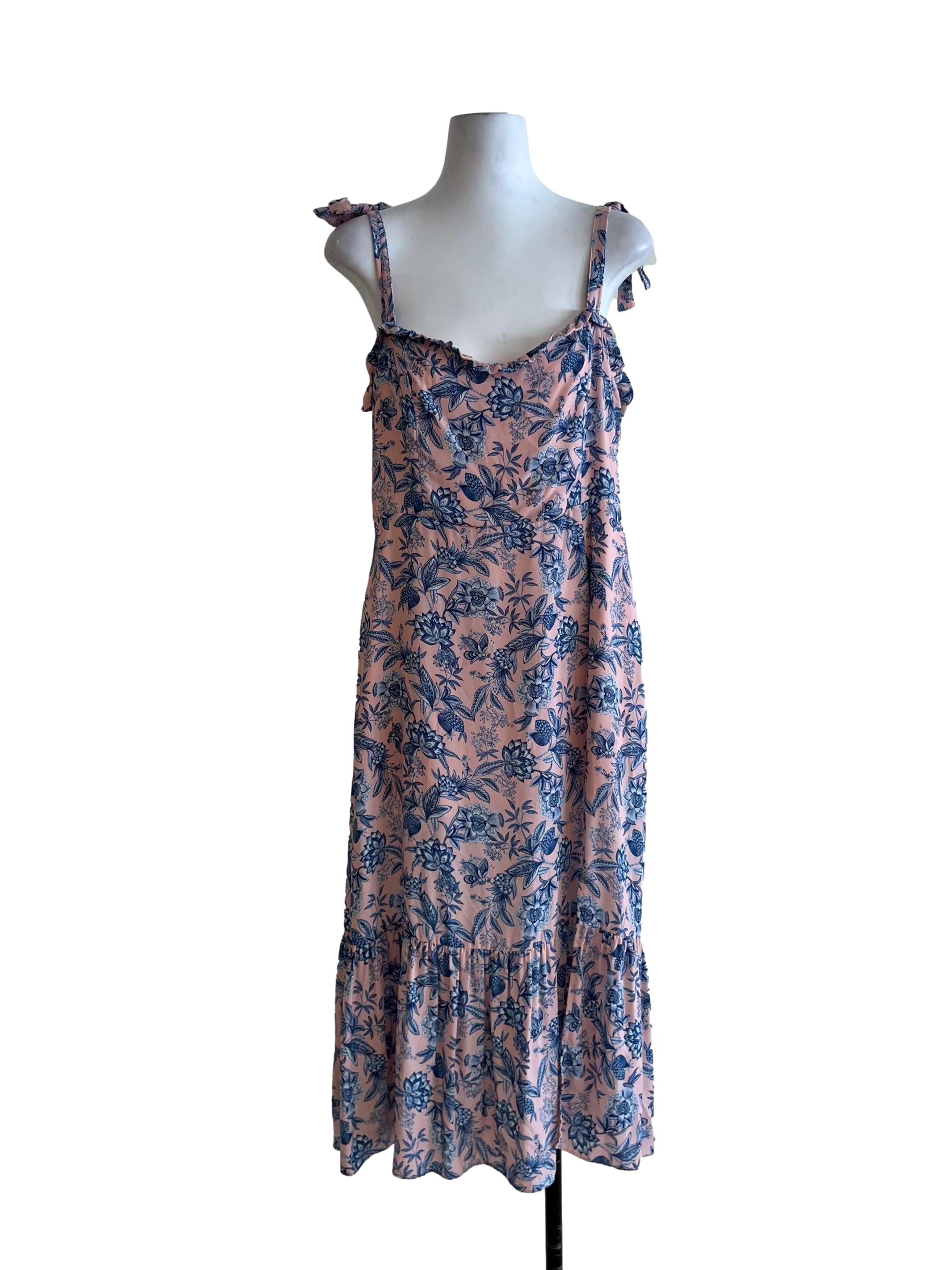 Salmon Pink Floral A-Line Dress