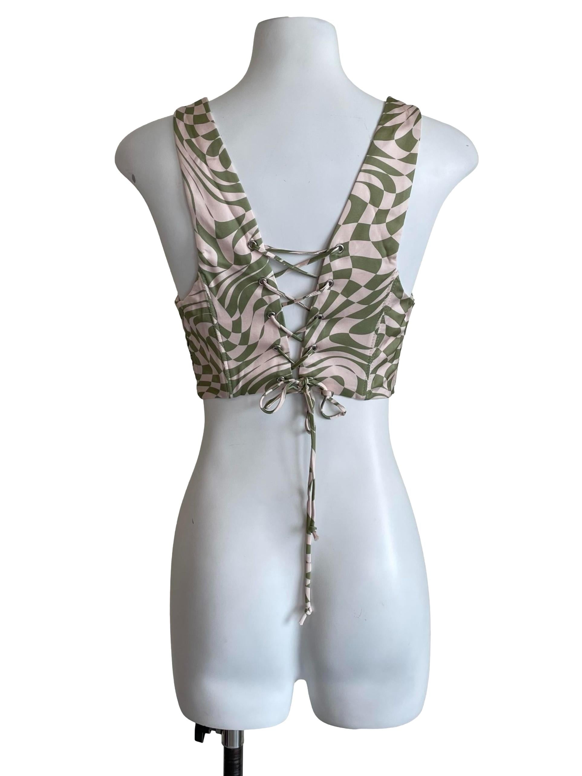 Alabaster Swirl Corset Crop Top