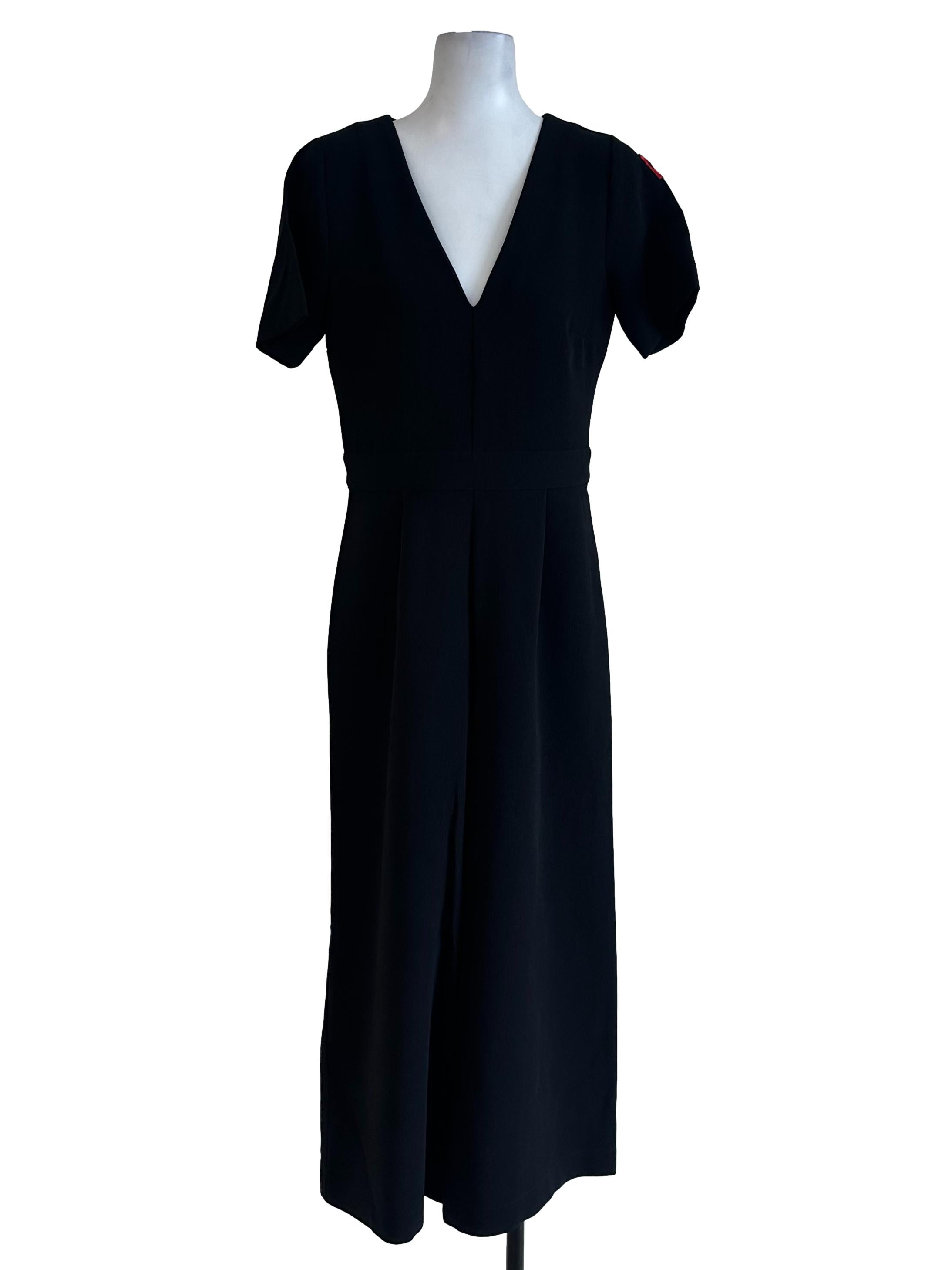 Black Plain Short Sleeves Jumpsuit