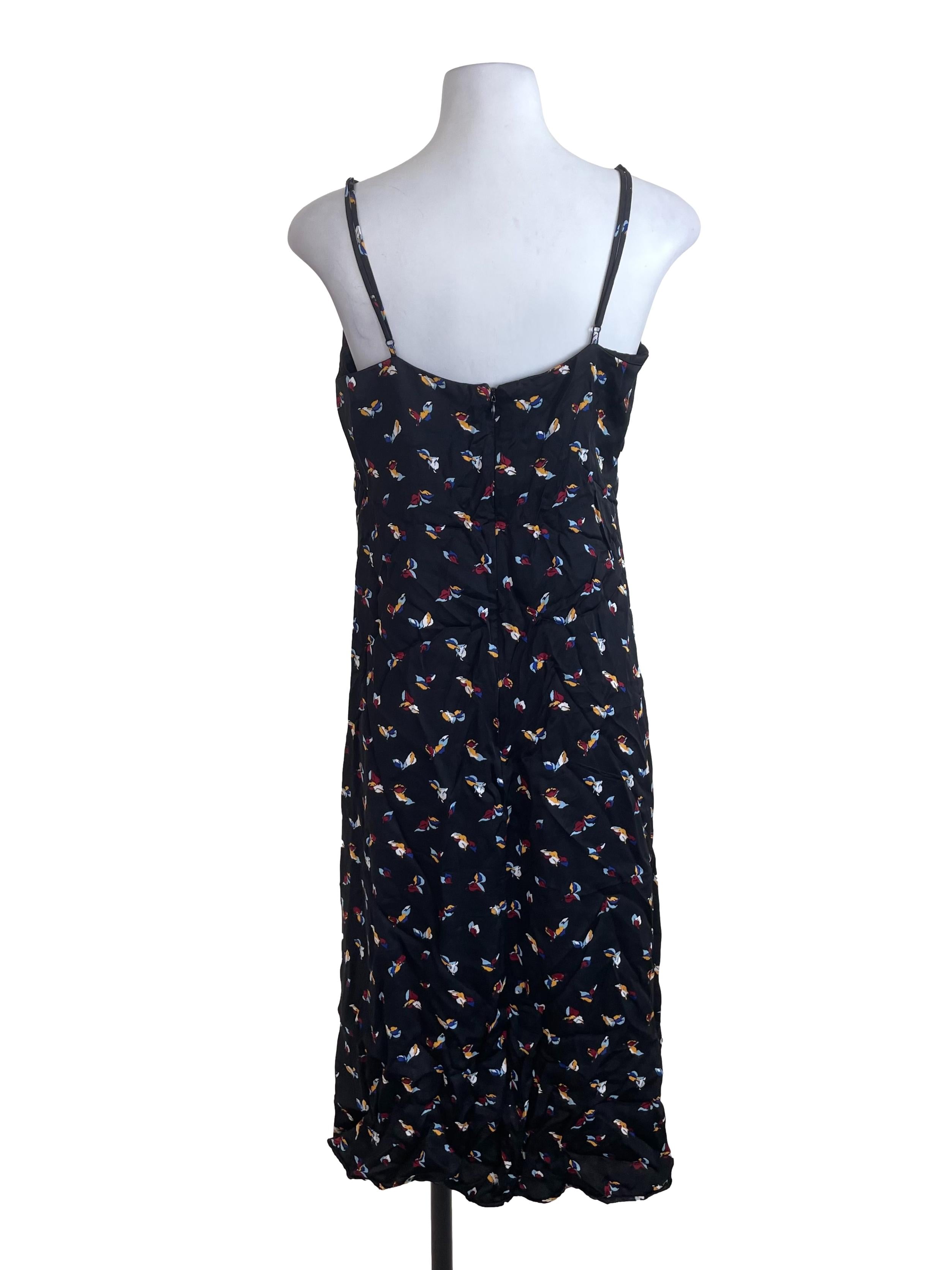 Black Satin V Neck Cami Dress
