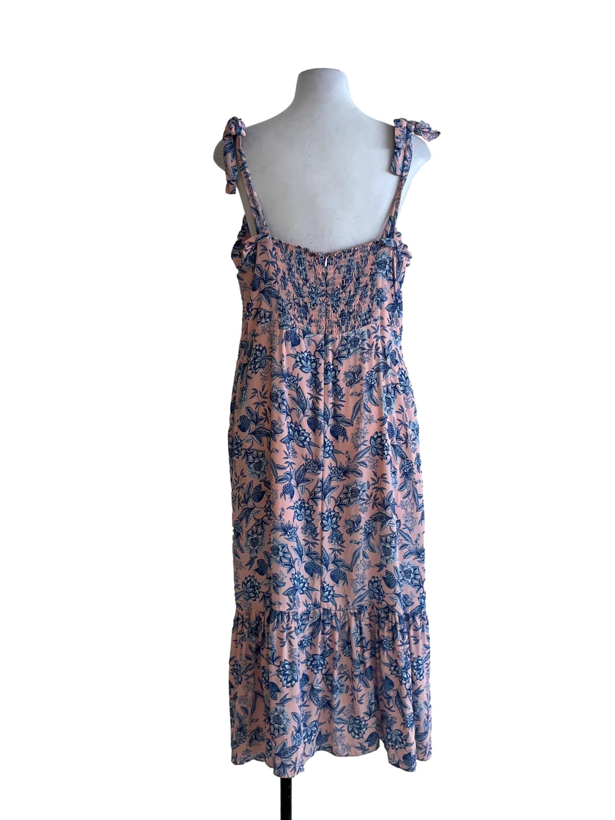 Salmon Pink Floral A-Line Dress
