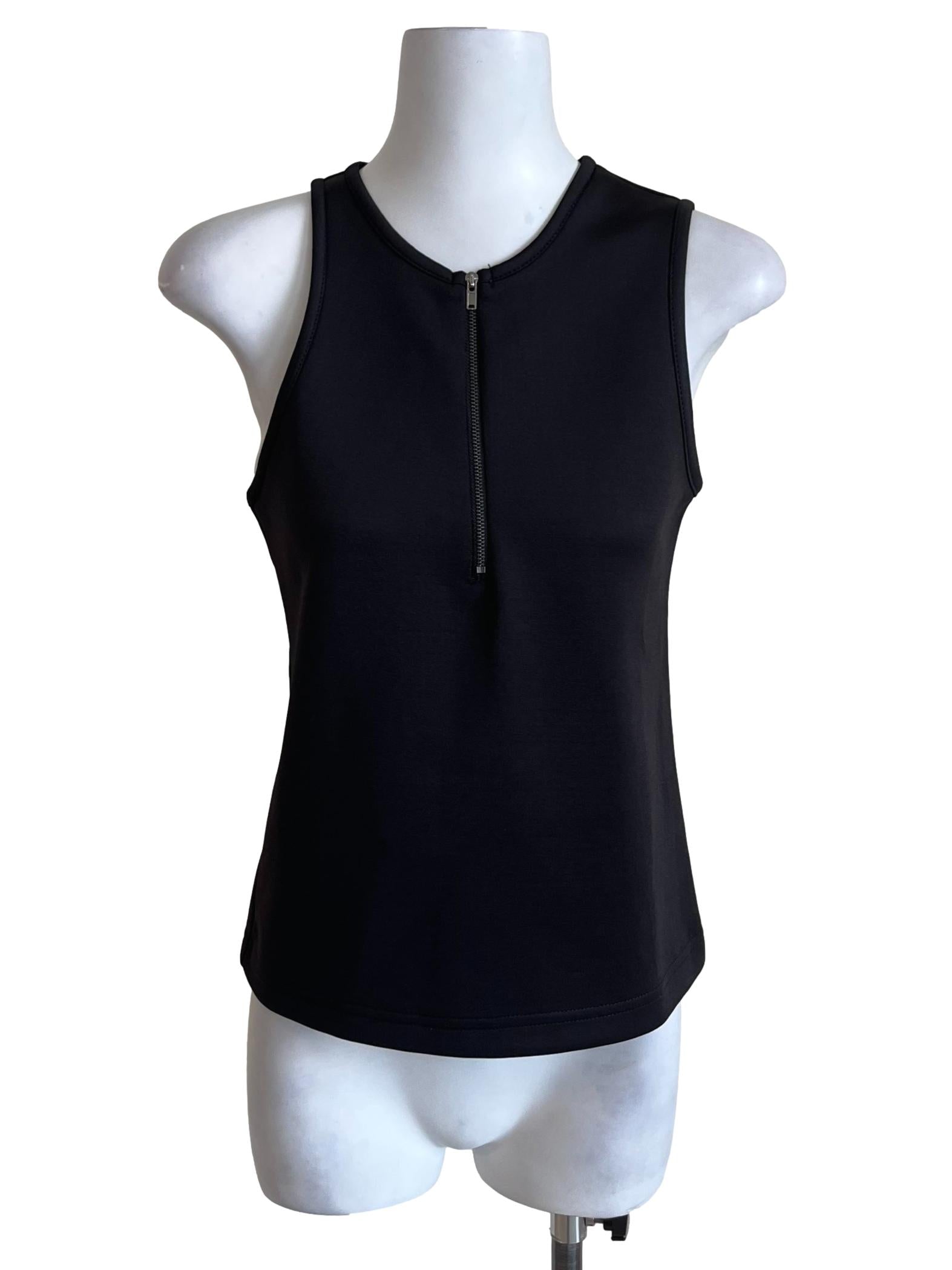 Jade Black Half Zip Tank Top