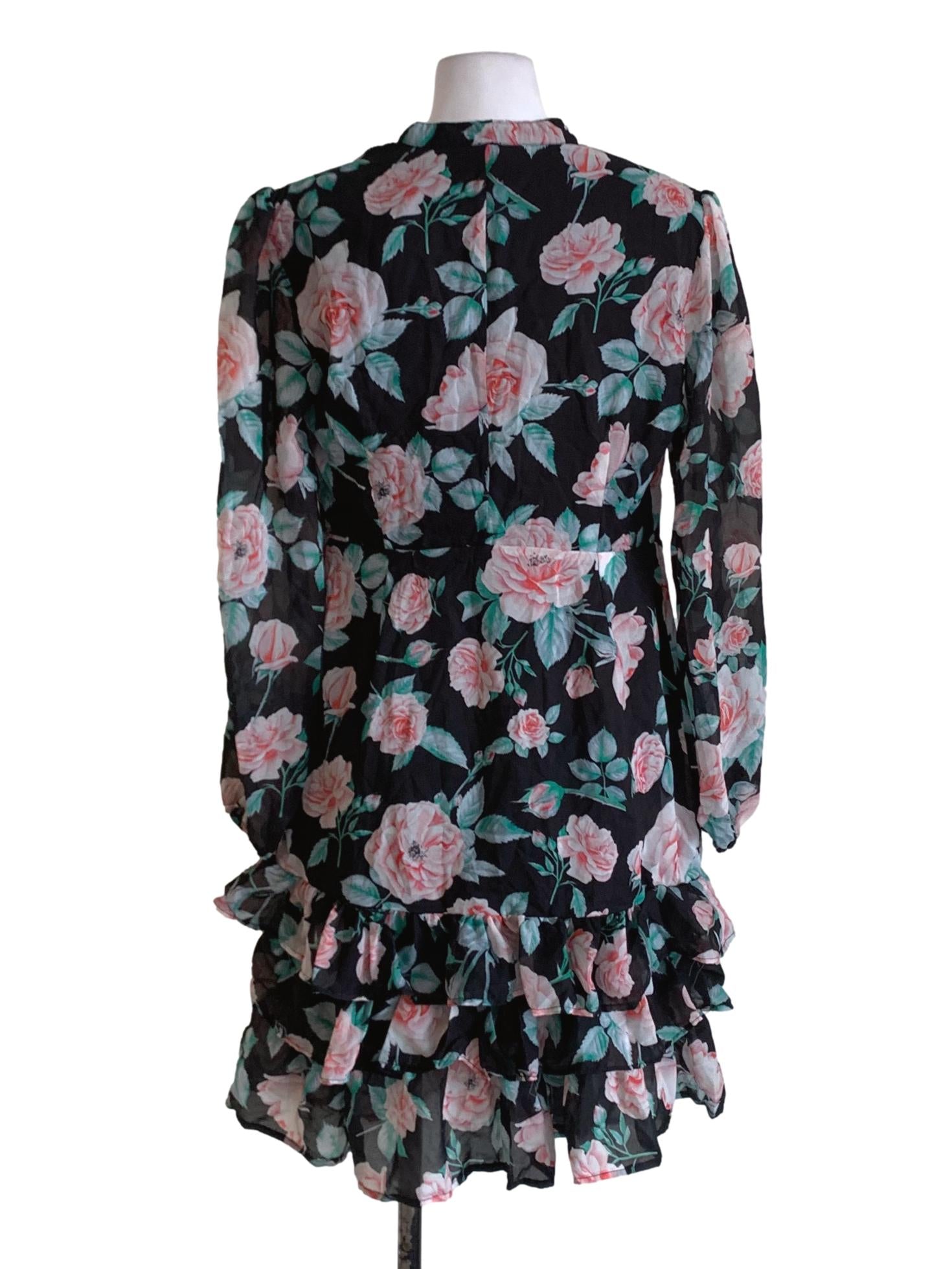 Black Floral Empire Dress