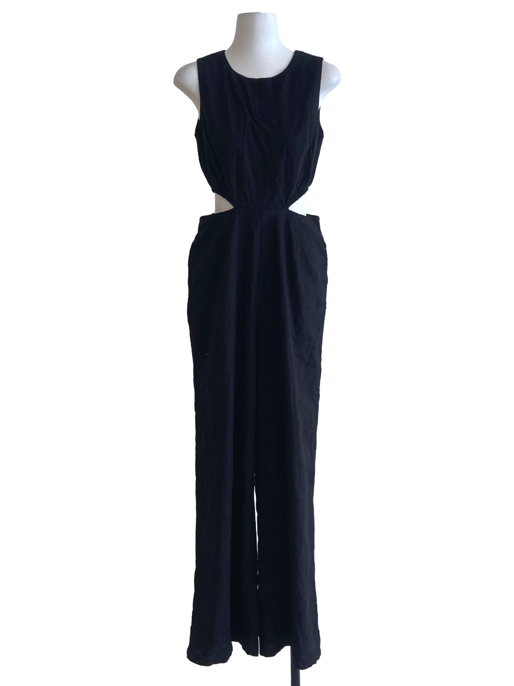 Black Sleeveless Cutout Waist Jumpsuit