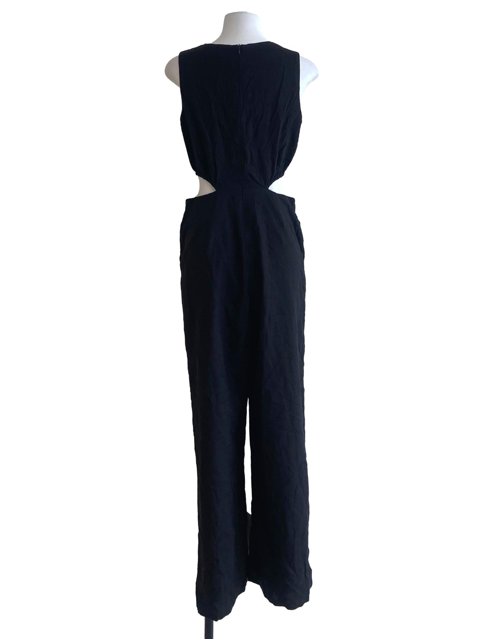 Black Sleeveless Cutout Waist Jumpsuit