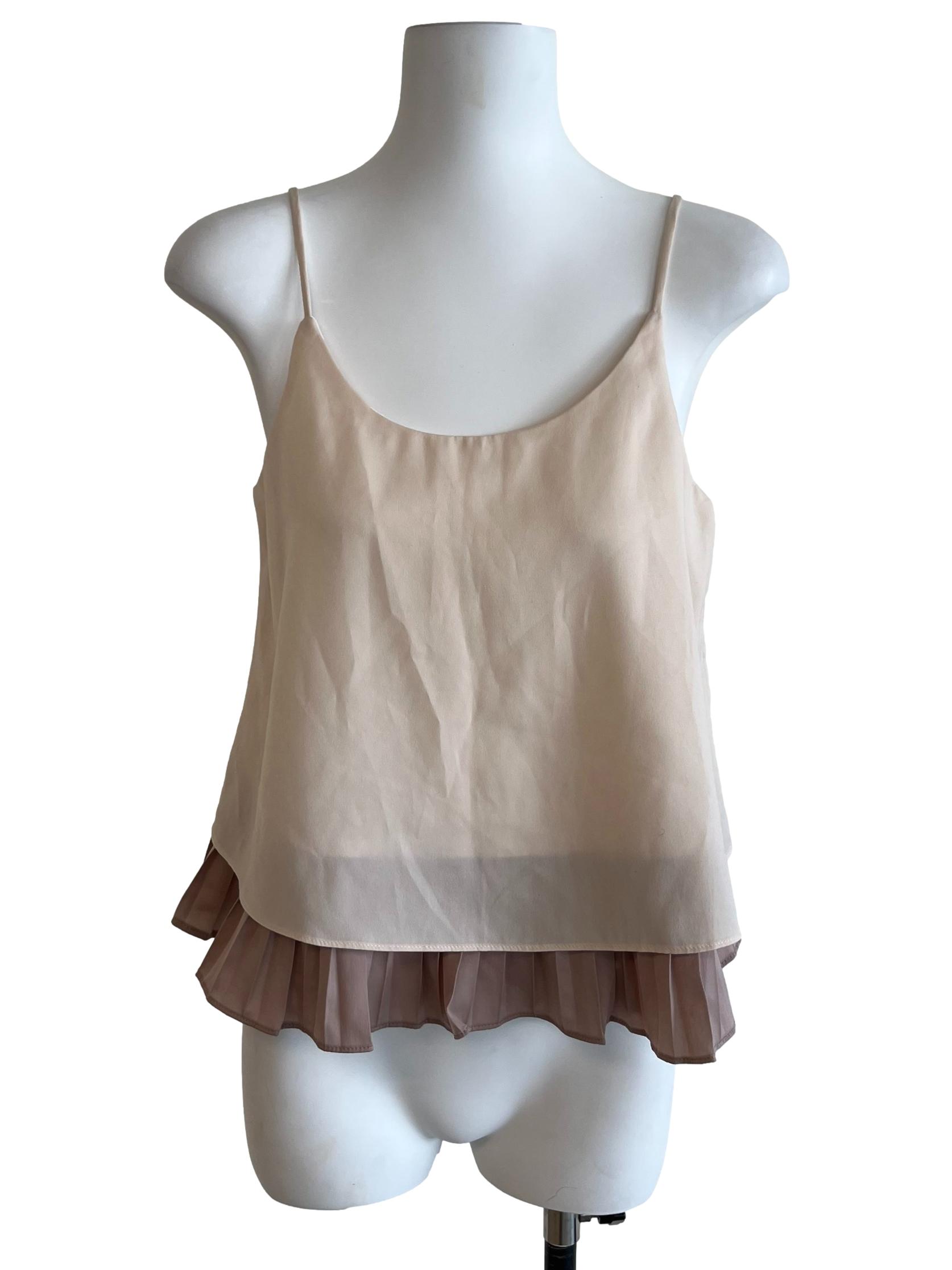 Linen Beige Layered Spaghetti Strap Top