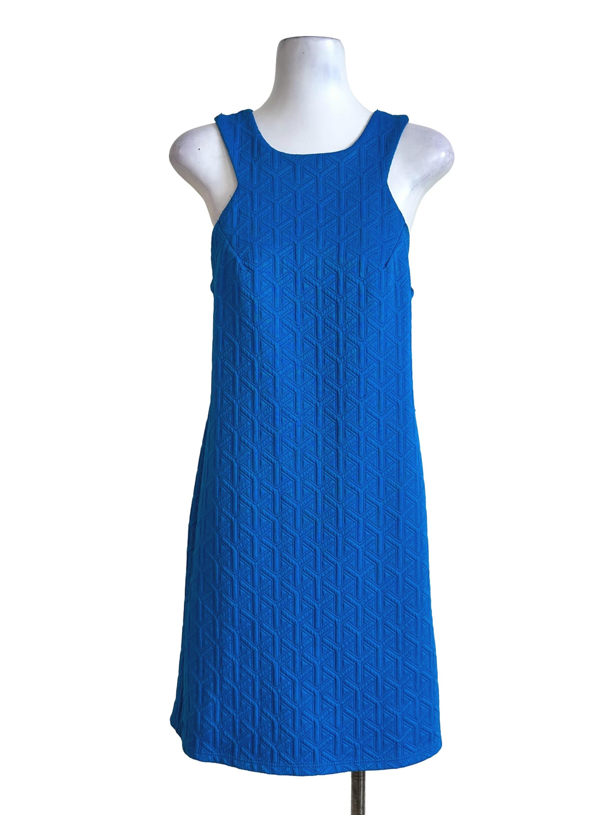 Blue Texture Sleeveless Dress