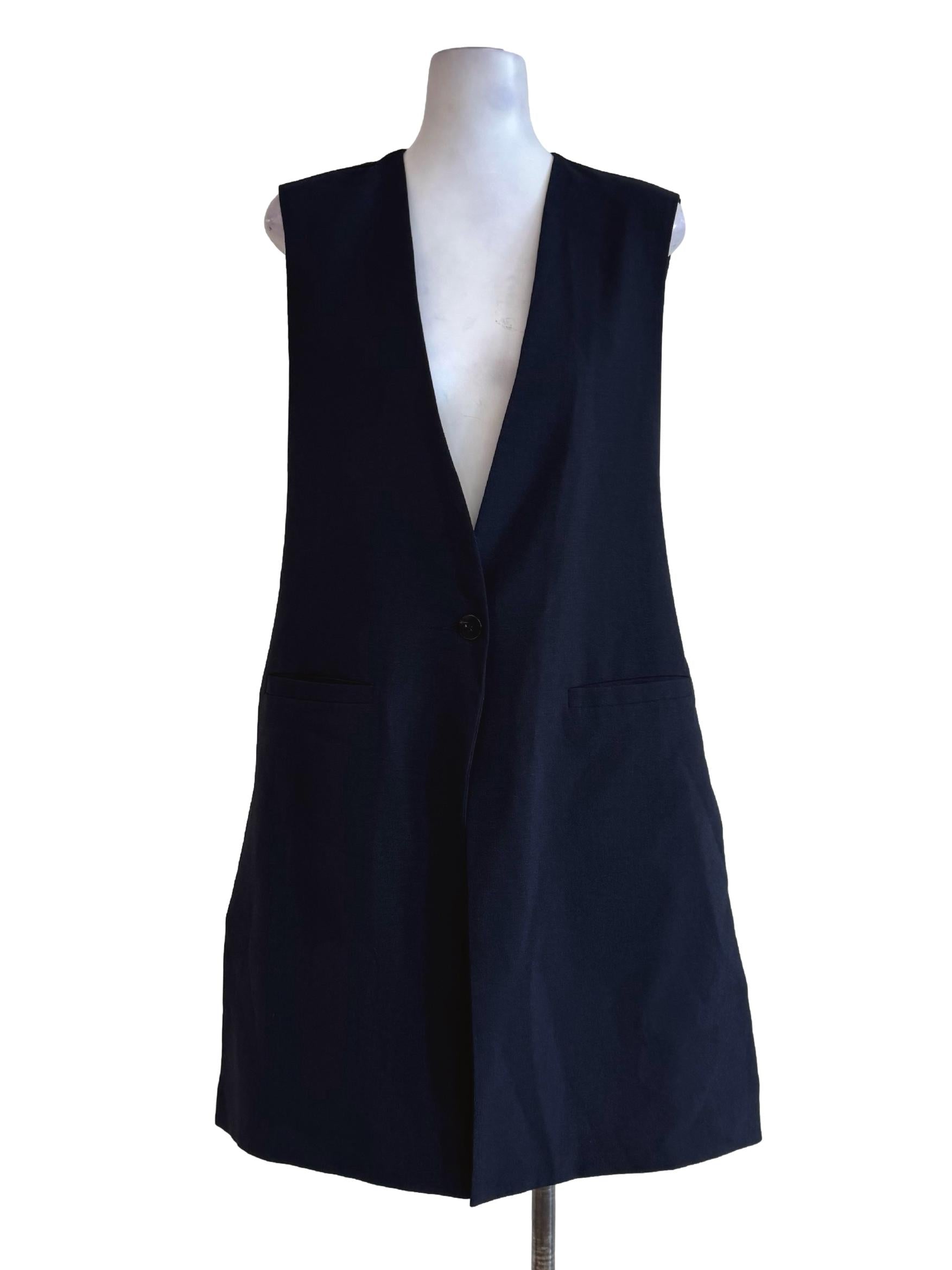 Midnight Blue Sleeveless Long Vest