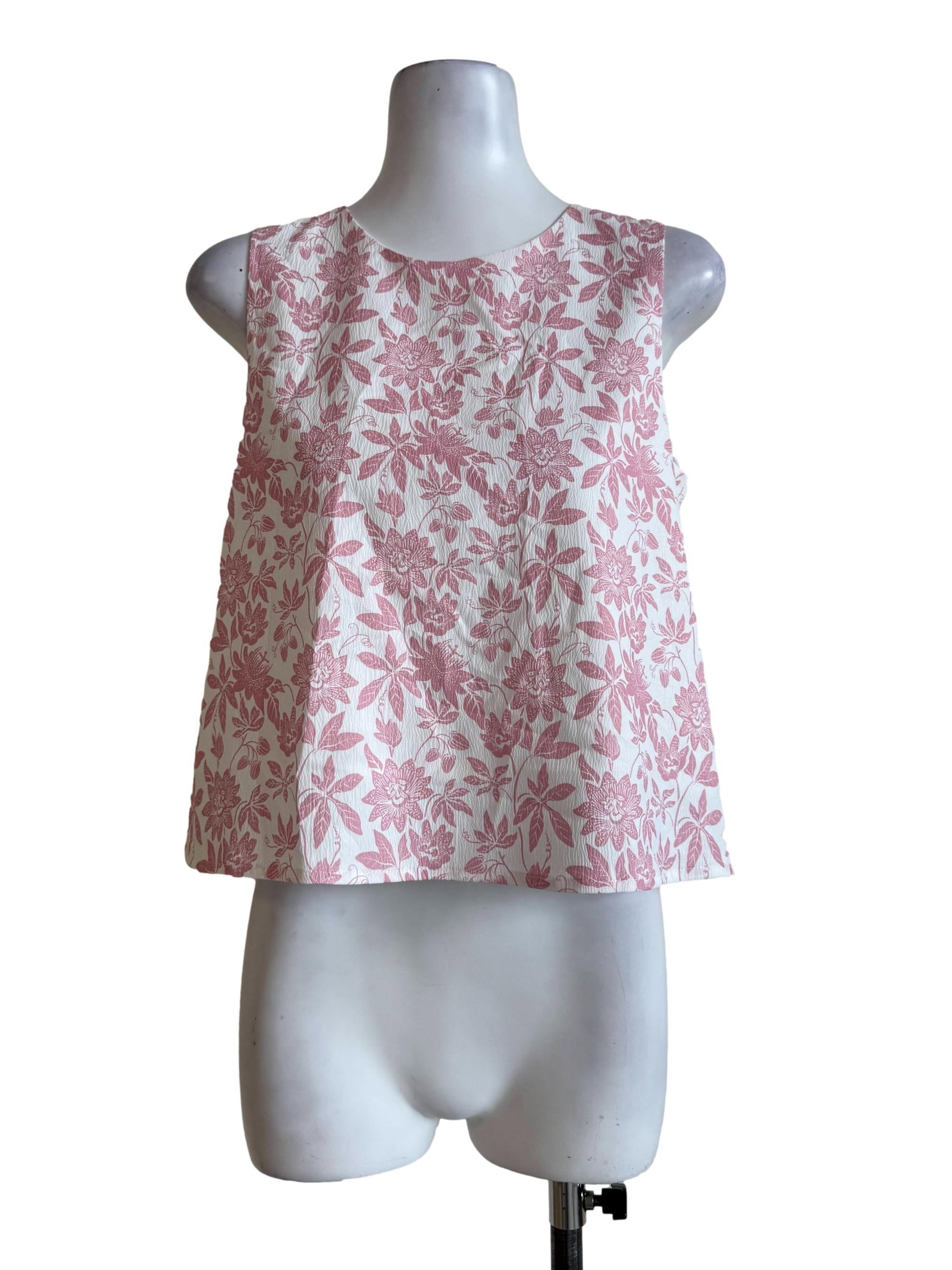 Pastel Pink Prints Round Neck Top