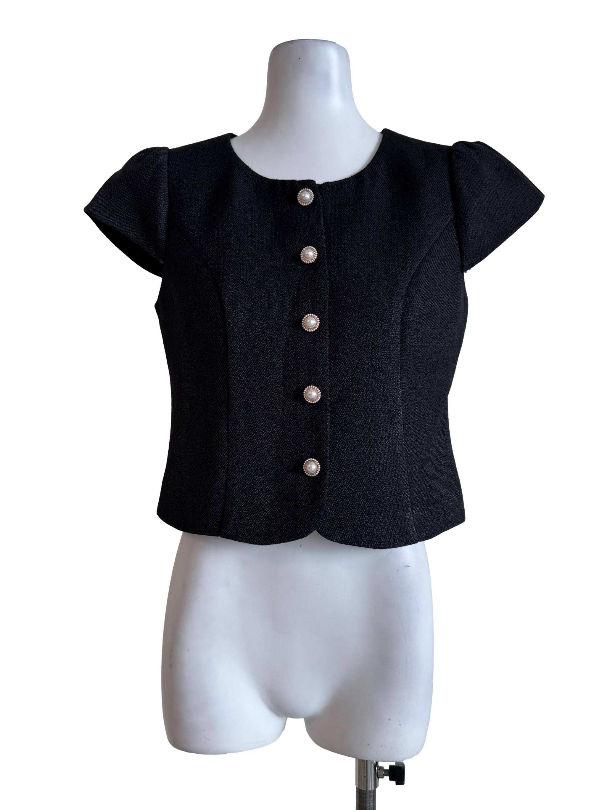 Muted Black Tweet Round Neck Top