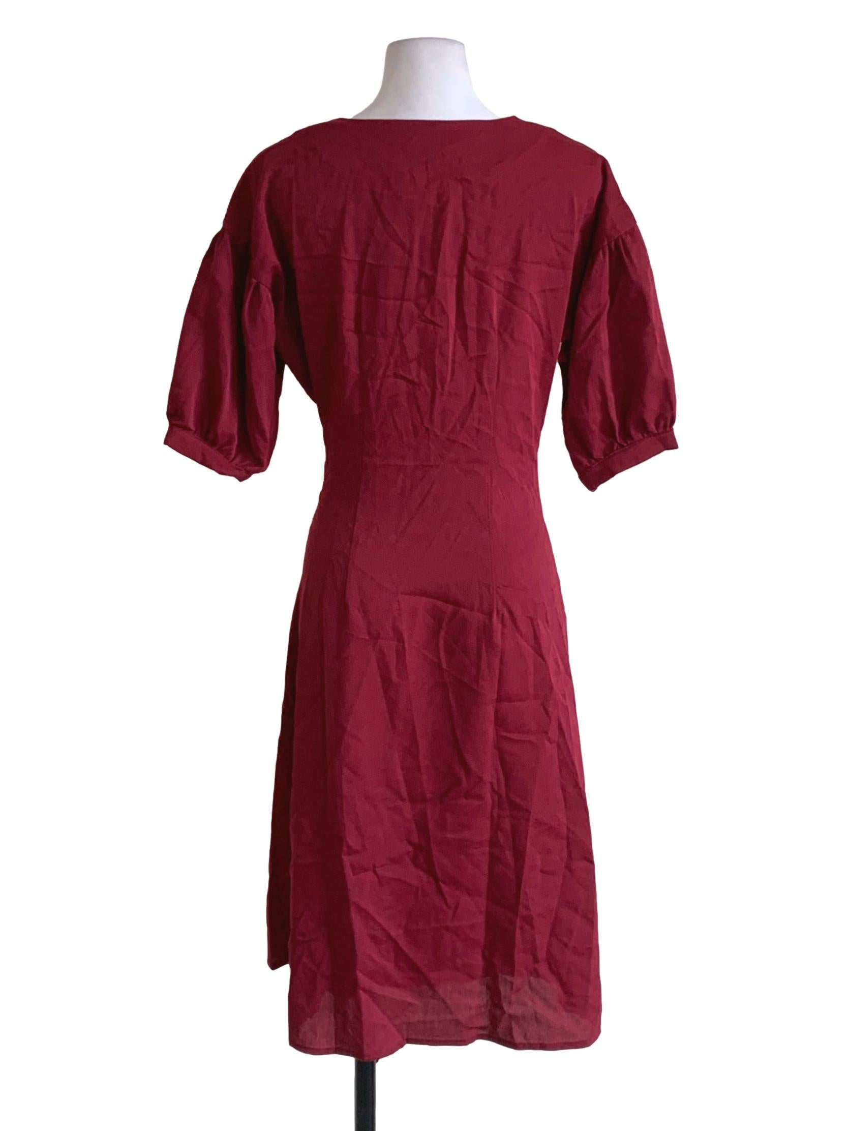 Magenta V-Neckline Empire Dress