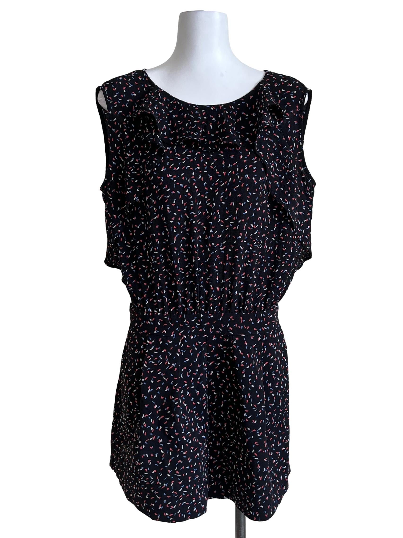 Ink Black Sleeveless Printed Romper