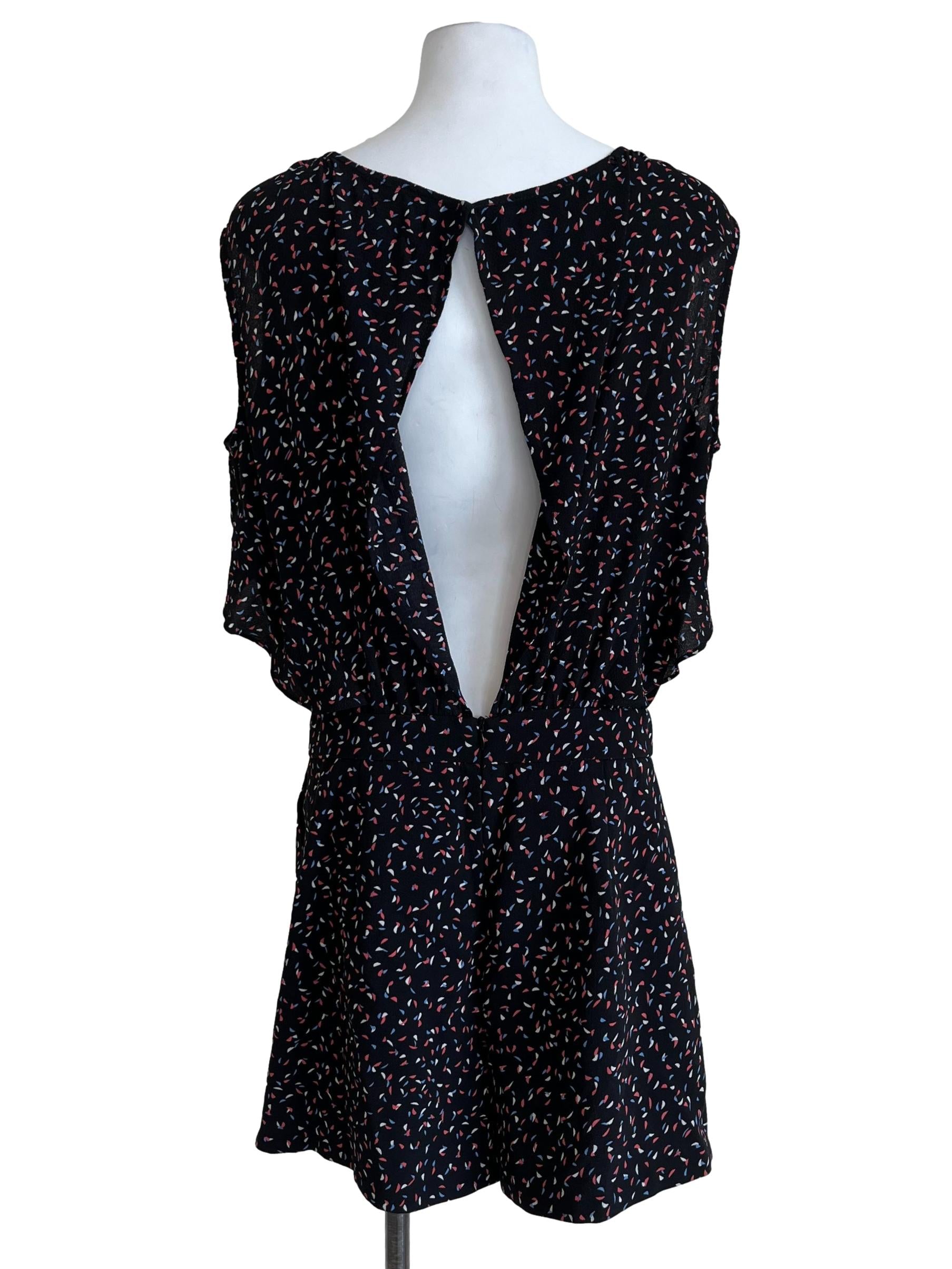 Ink Black Sleeveless Printed Romper