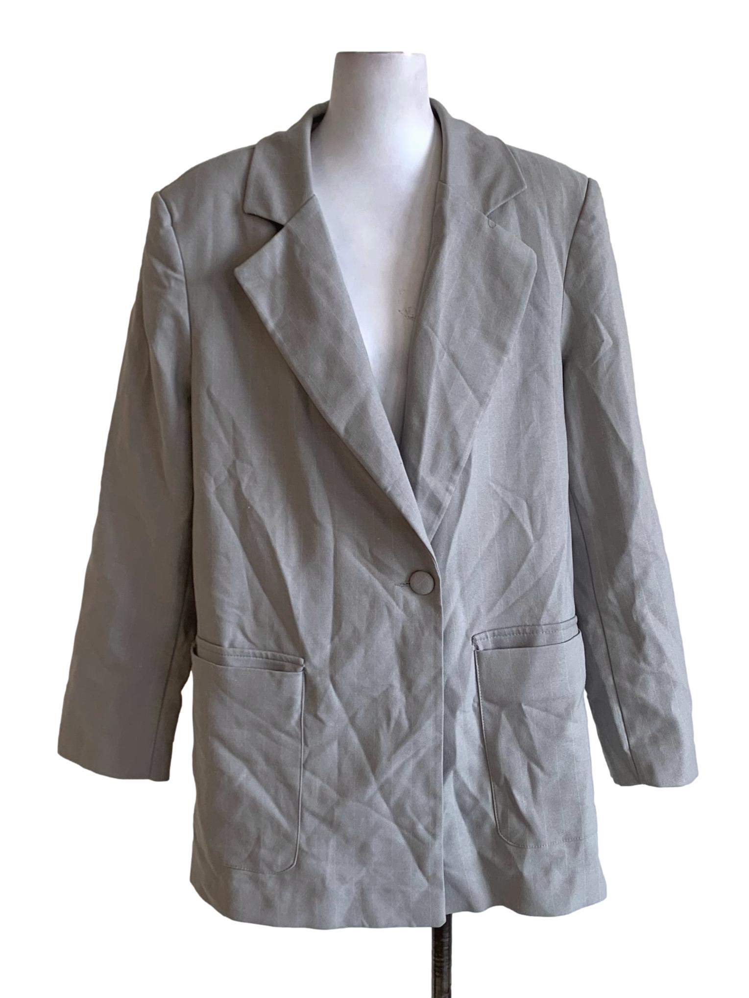 Coin Grey Awning Stripe Single-Breasted Blazer