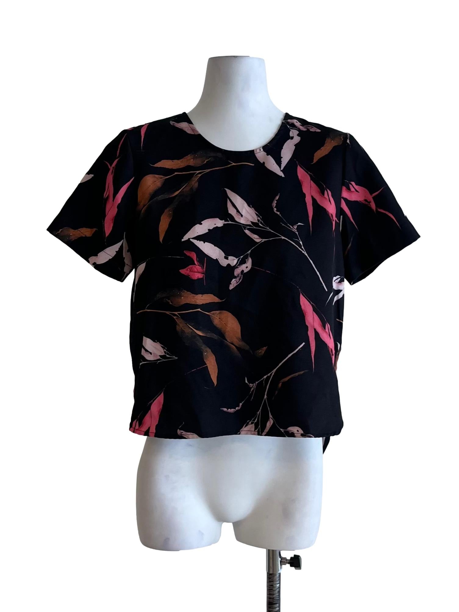 Black Abstract Print Blouse