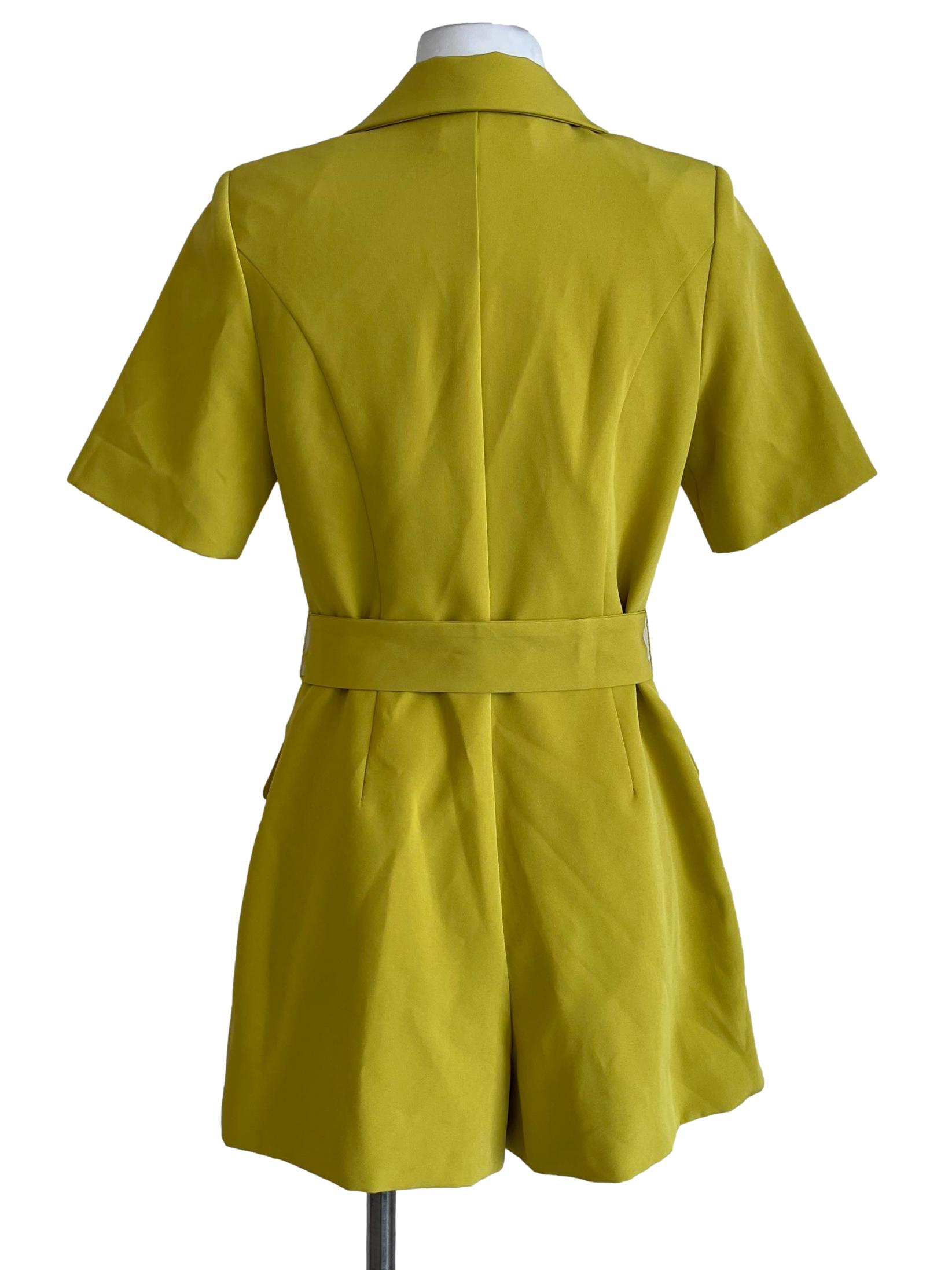 Chartreuse Green Belted Blazer Romper
