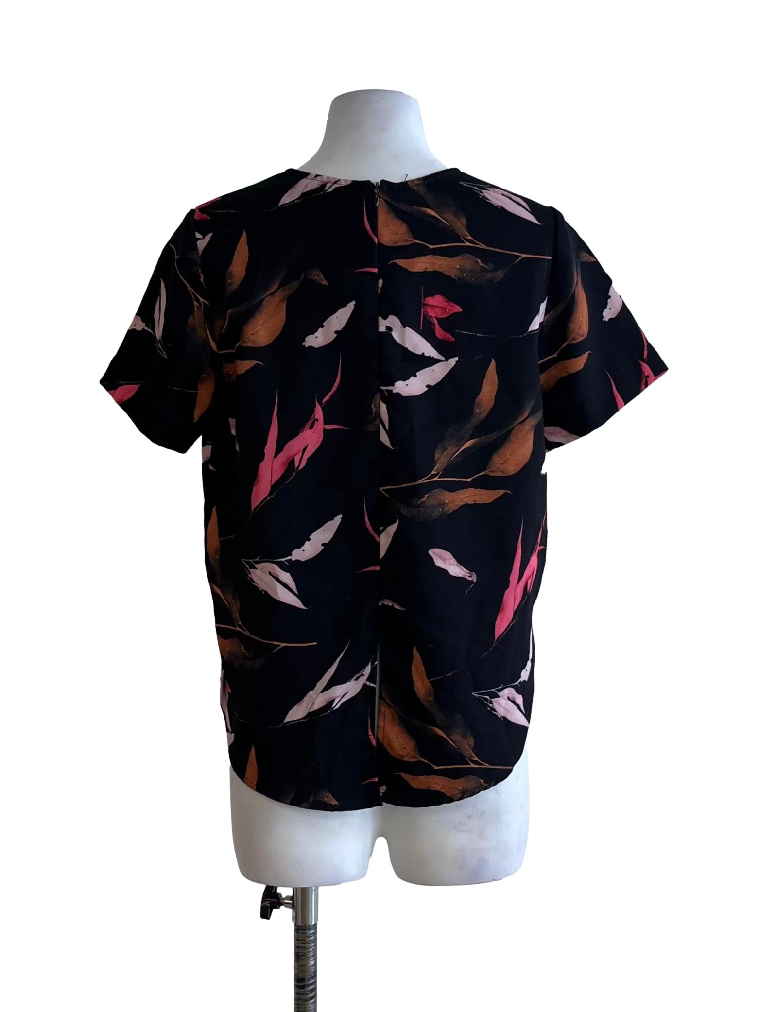 Black Abstract Print Blouse