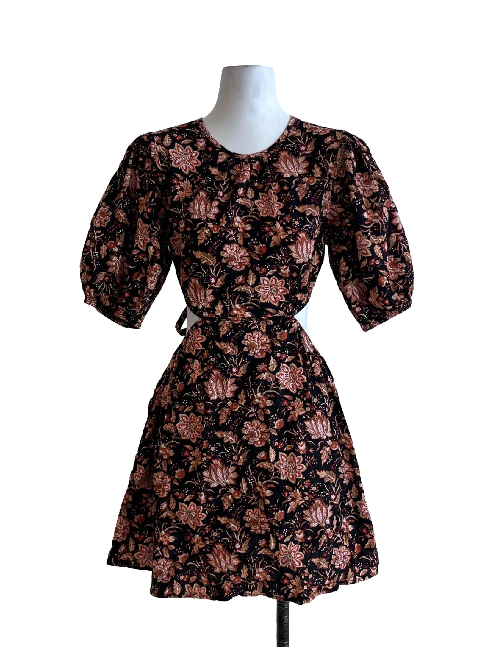 Black Floral Empire Dress
