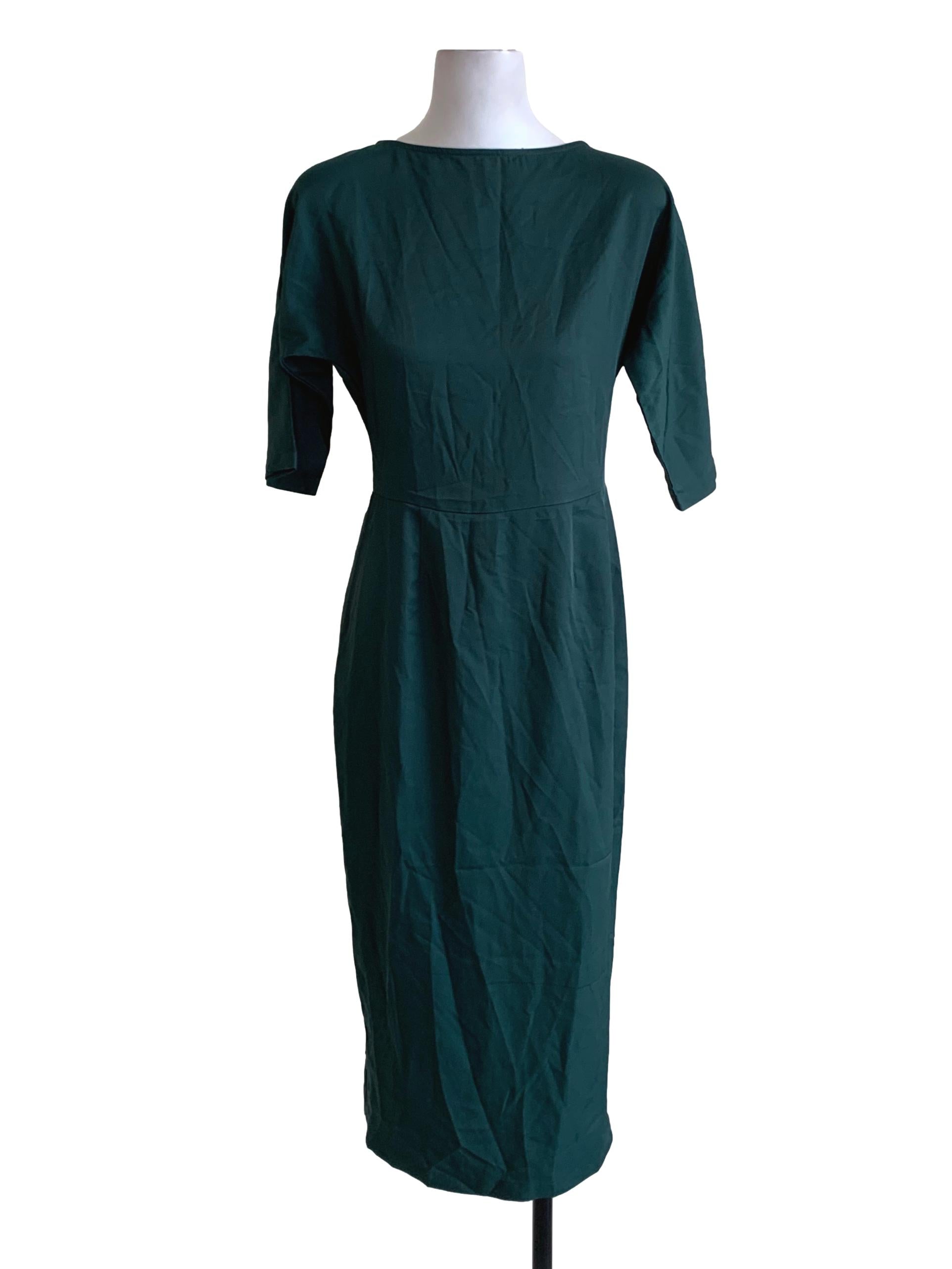 Moss Green Sabrina Neckline Empire Dress