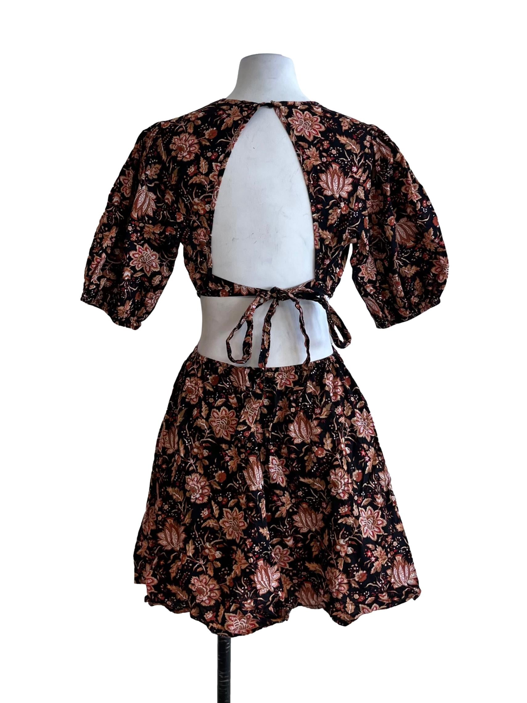 Black Floral Empire Dress