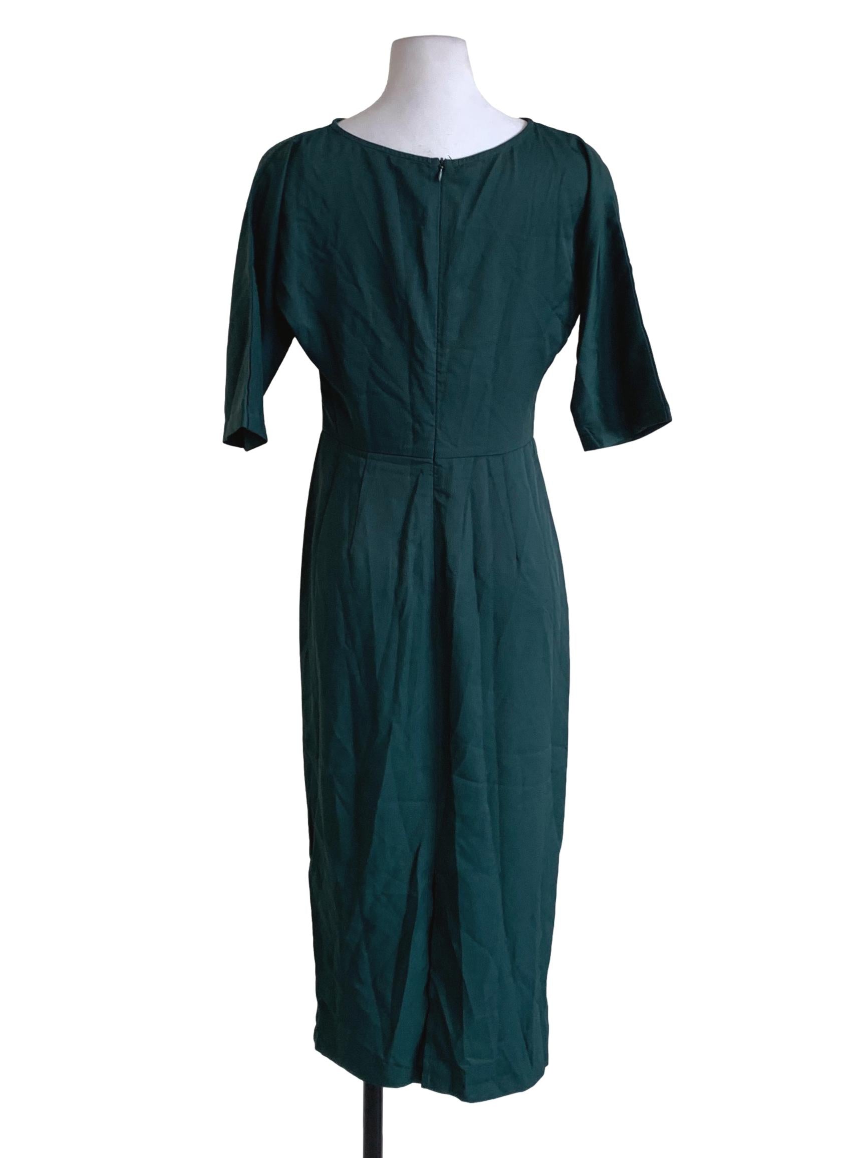 Moss Green Sabrina Neckline Empire Dress