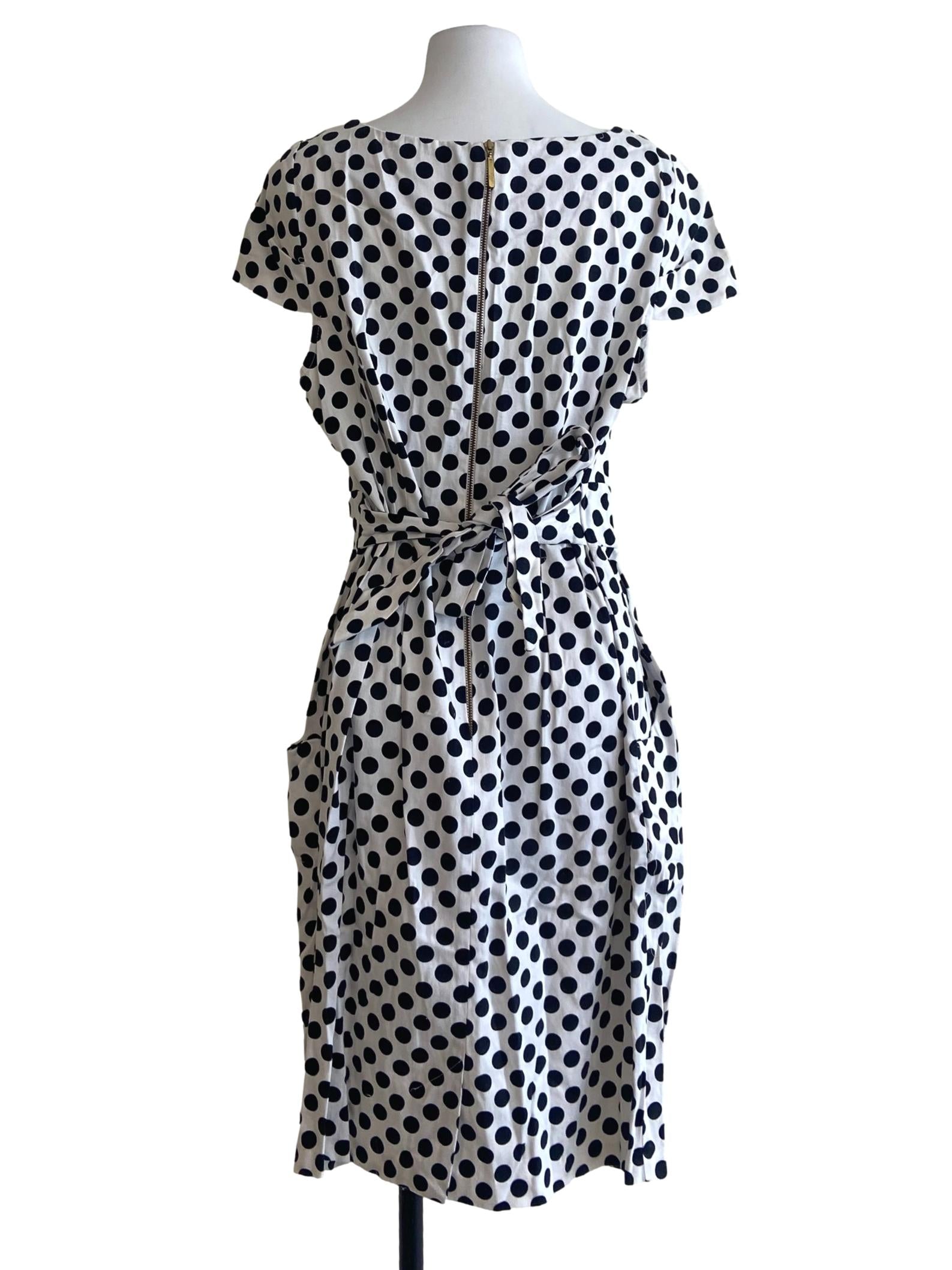 White & Black Polca Dot Shift Dress