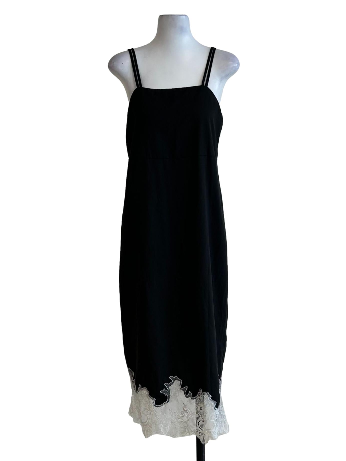 Black Lace Hem Midi Dress