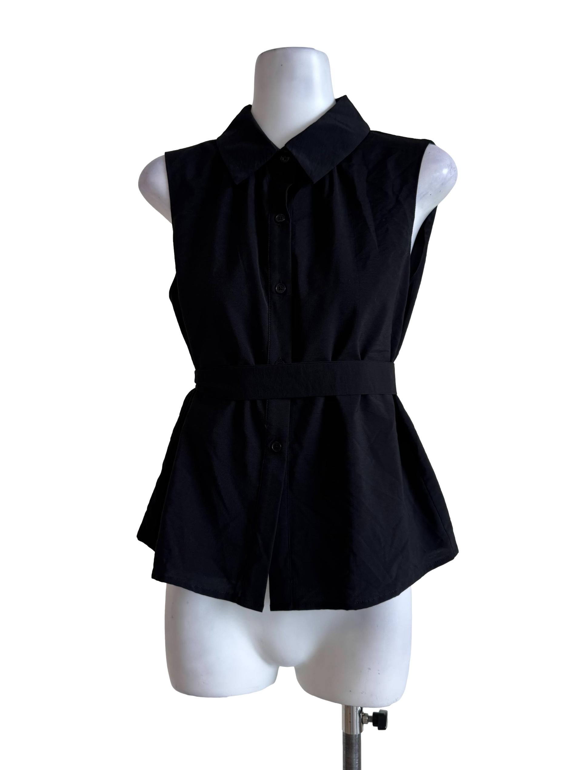 Pewter Black Front Button Top