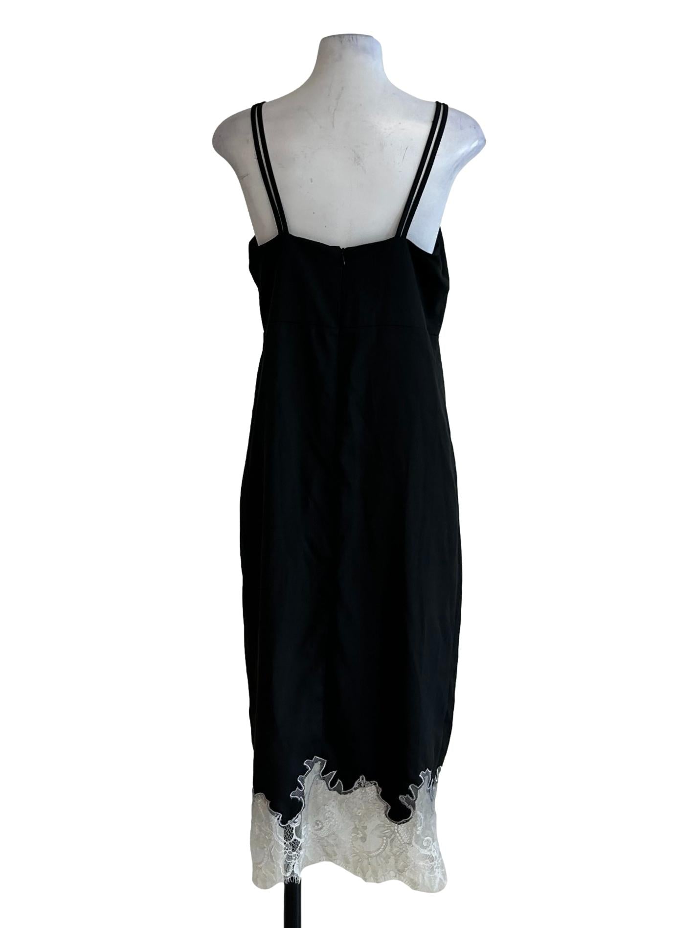 Black Lace Hem Midi Dress