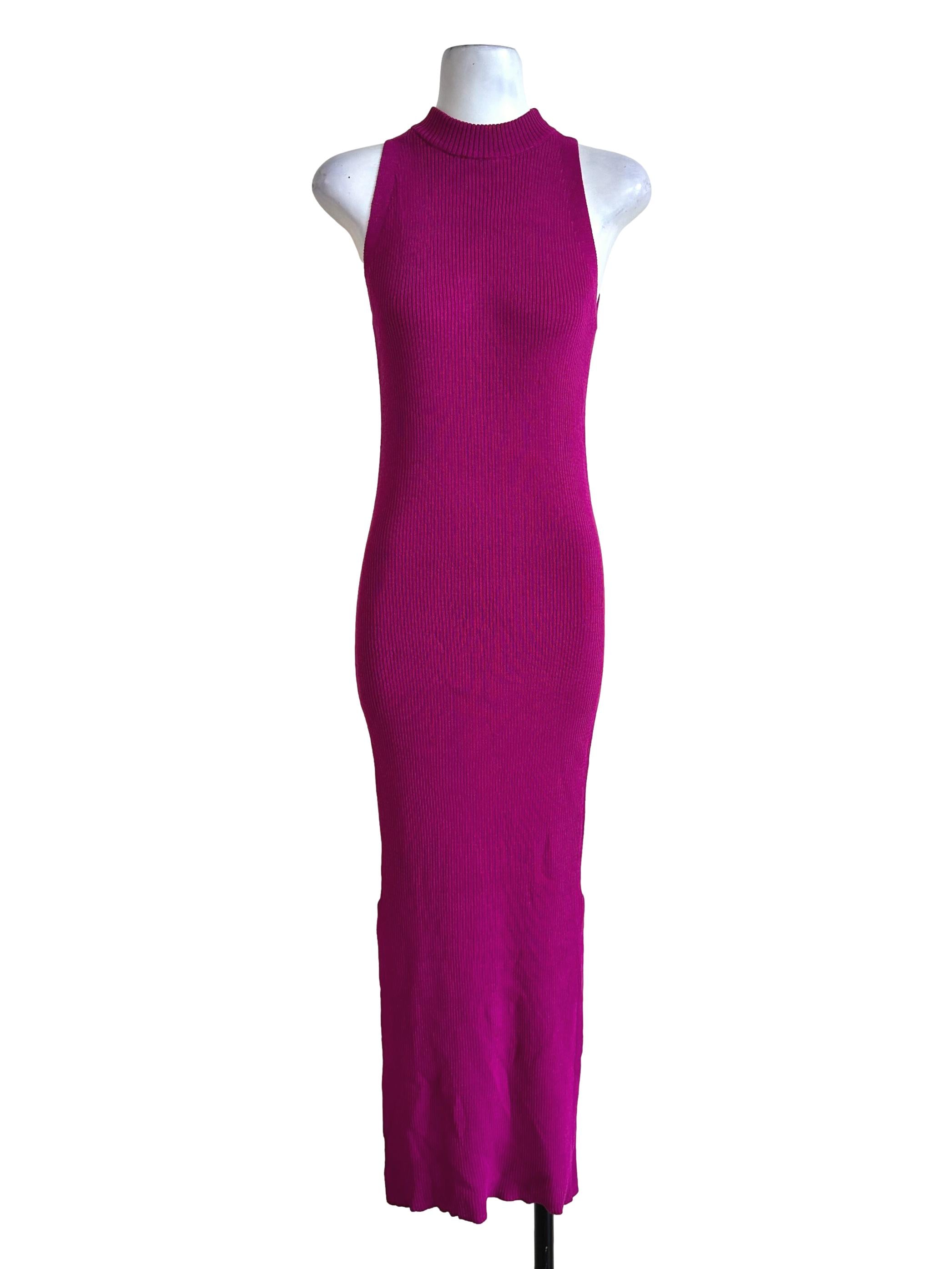 Magenta Purple High Neck Dress