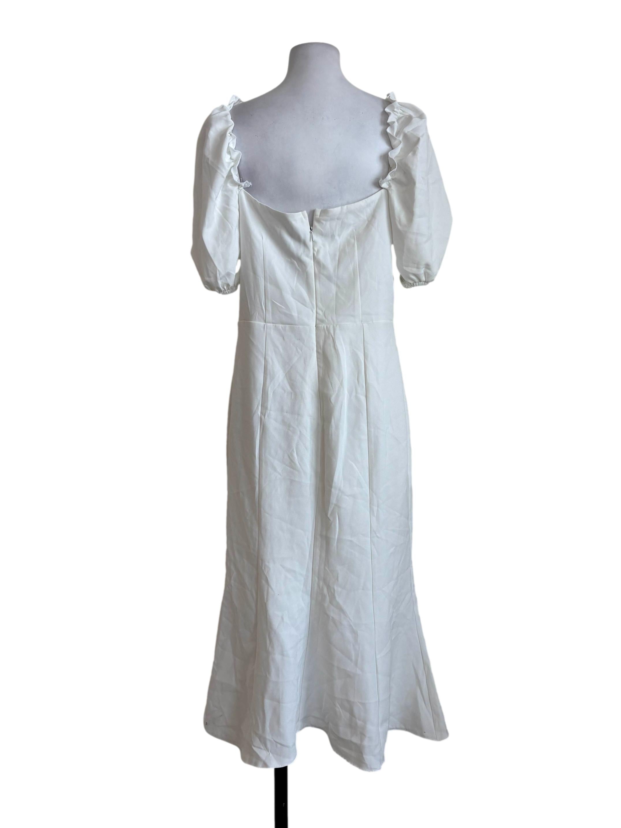 White Puffed Sleeves Mermaid Dress