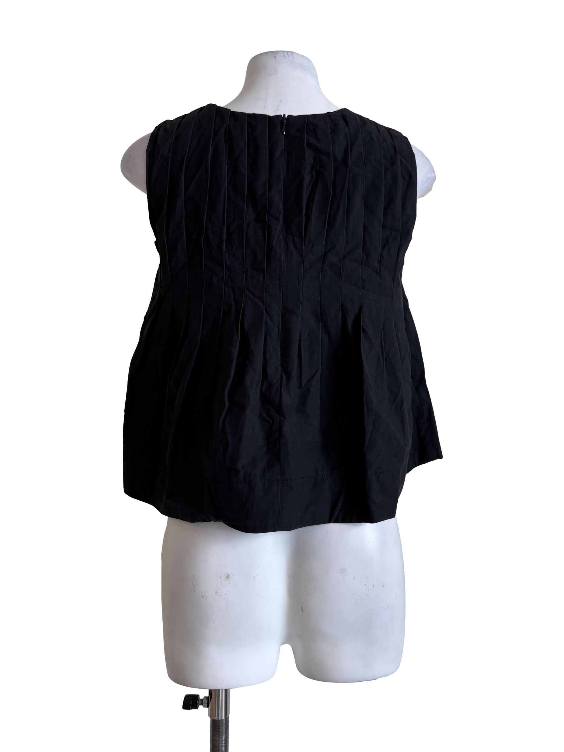 Metal Black Pleated Sleeveless Top