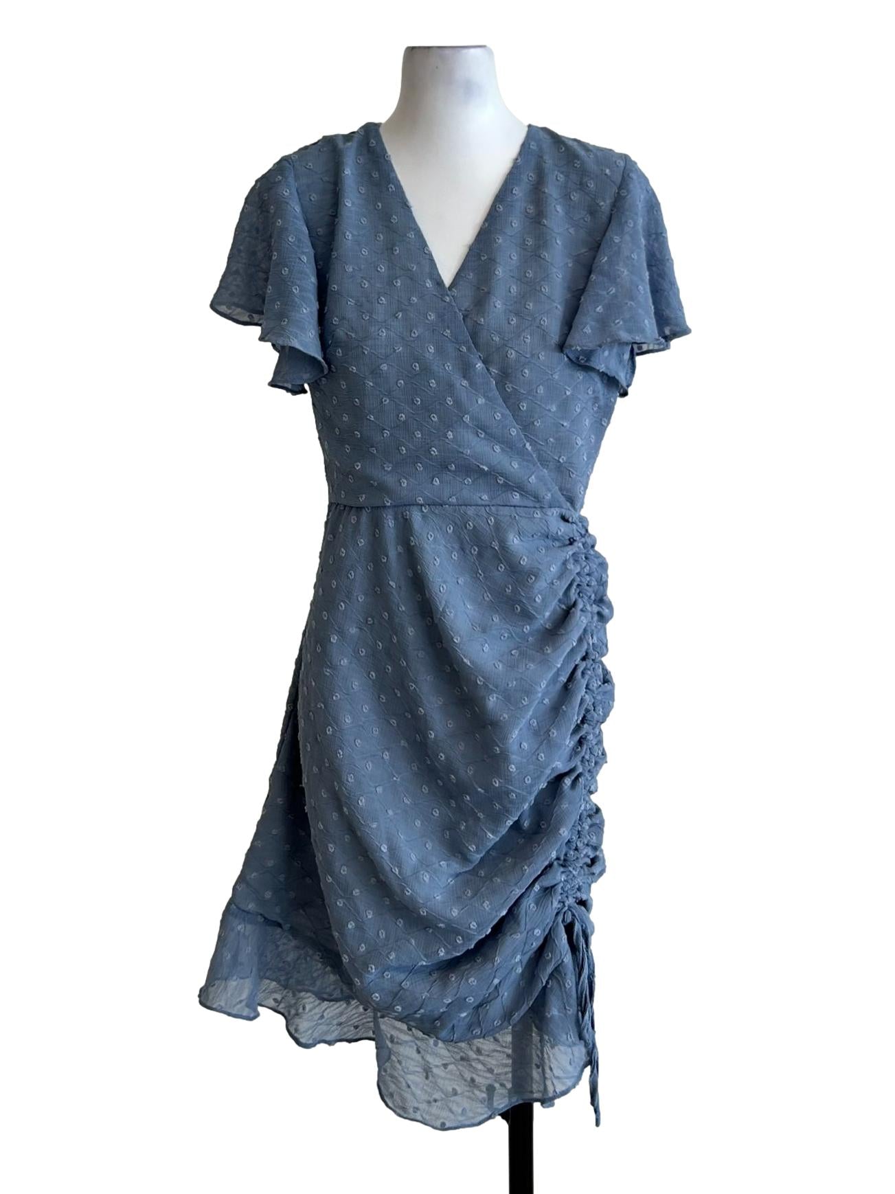 Blue V-Neck Drop Waist Dress