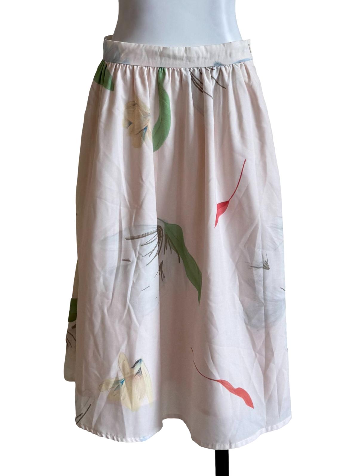 Pale Peach With Prints A-Line Skirt