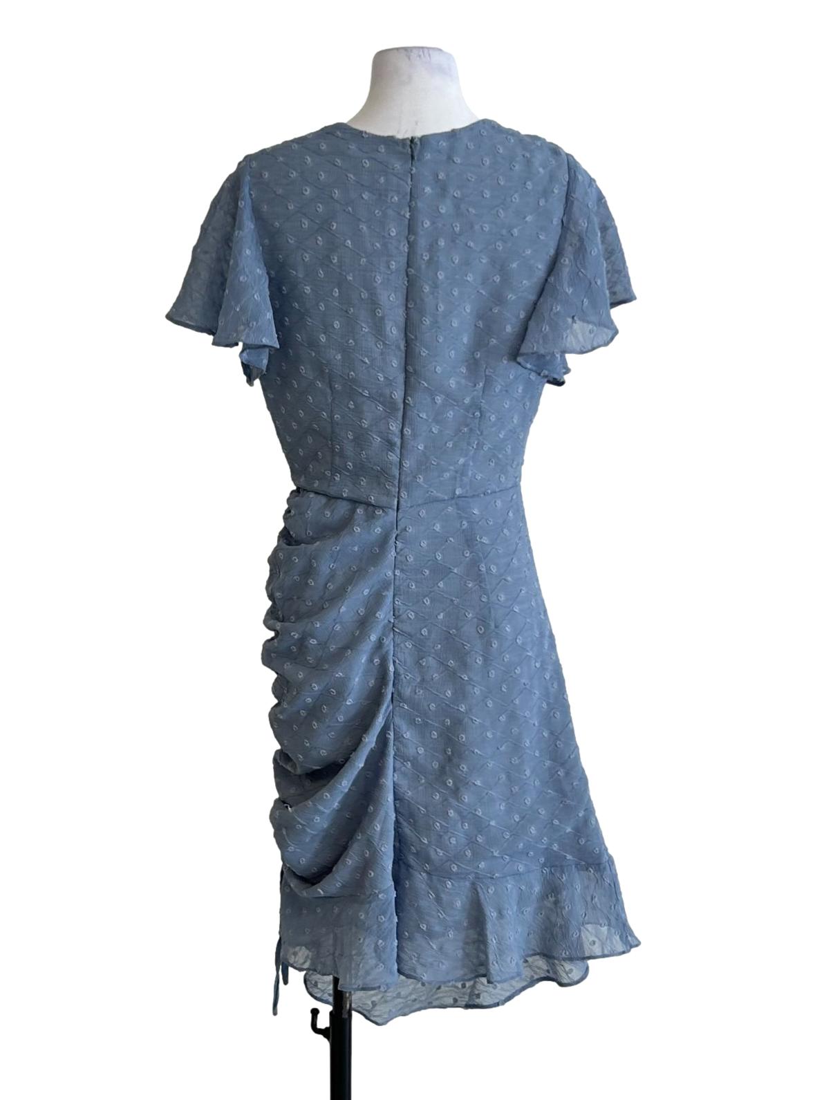 Blue V-Neck Drop Waist Dress