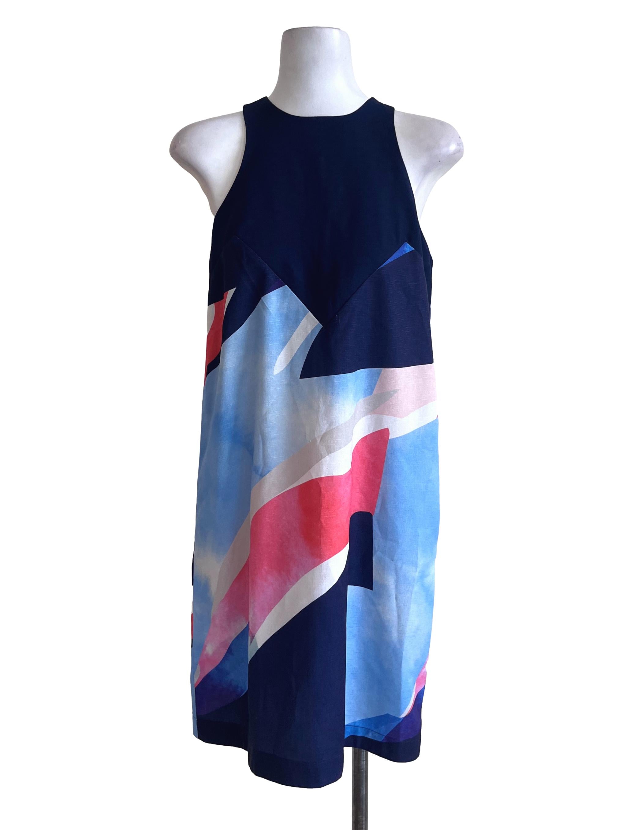 Multicolour Irregular Pattern Sleeveless Dress