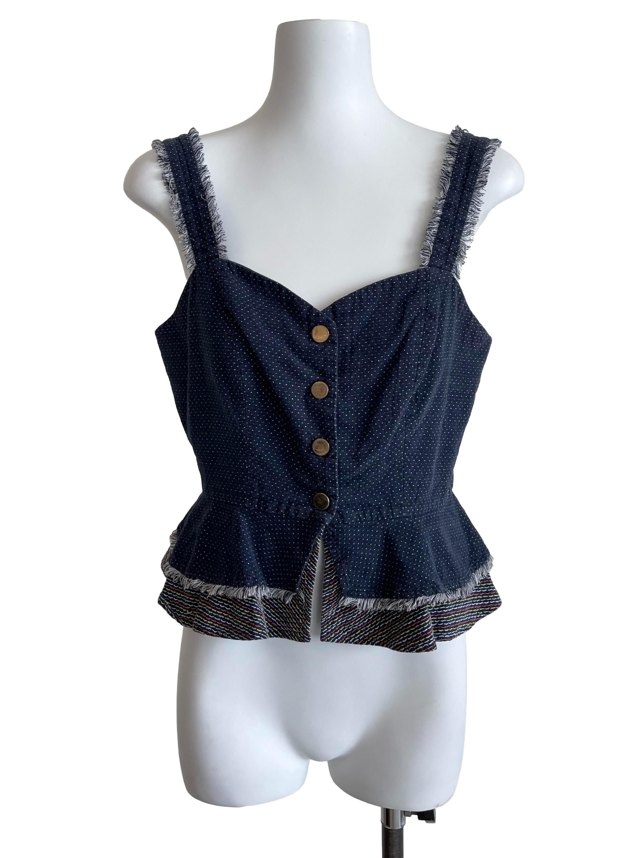 Ash Navy Polka Dots Fuzzy Peplum Top