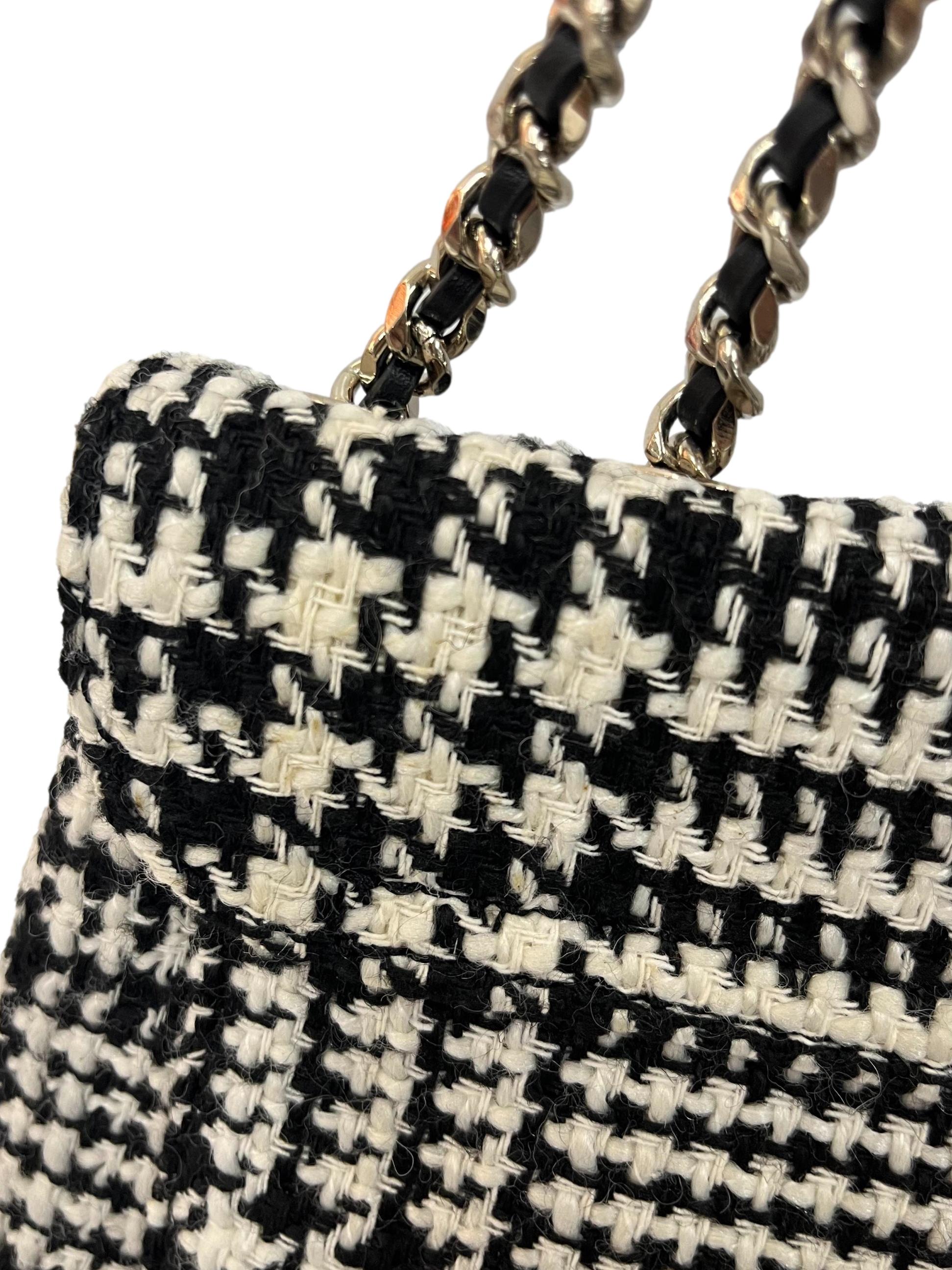 Black And White Tweed Shoulder Bag