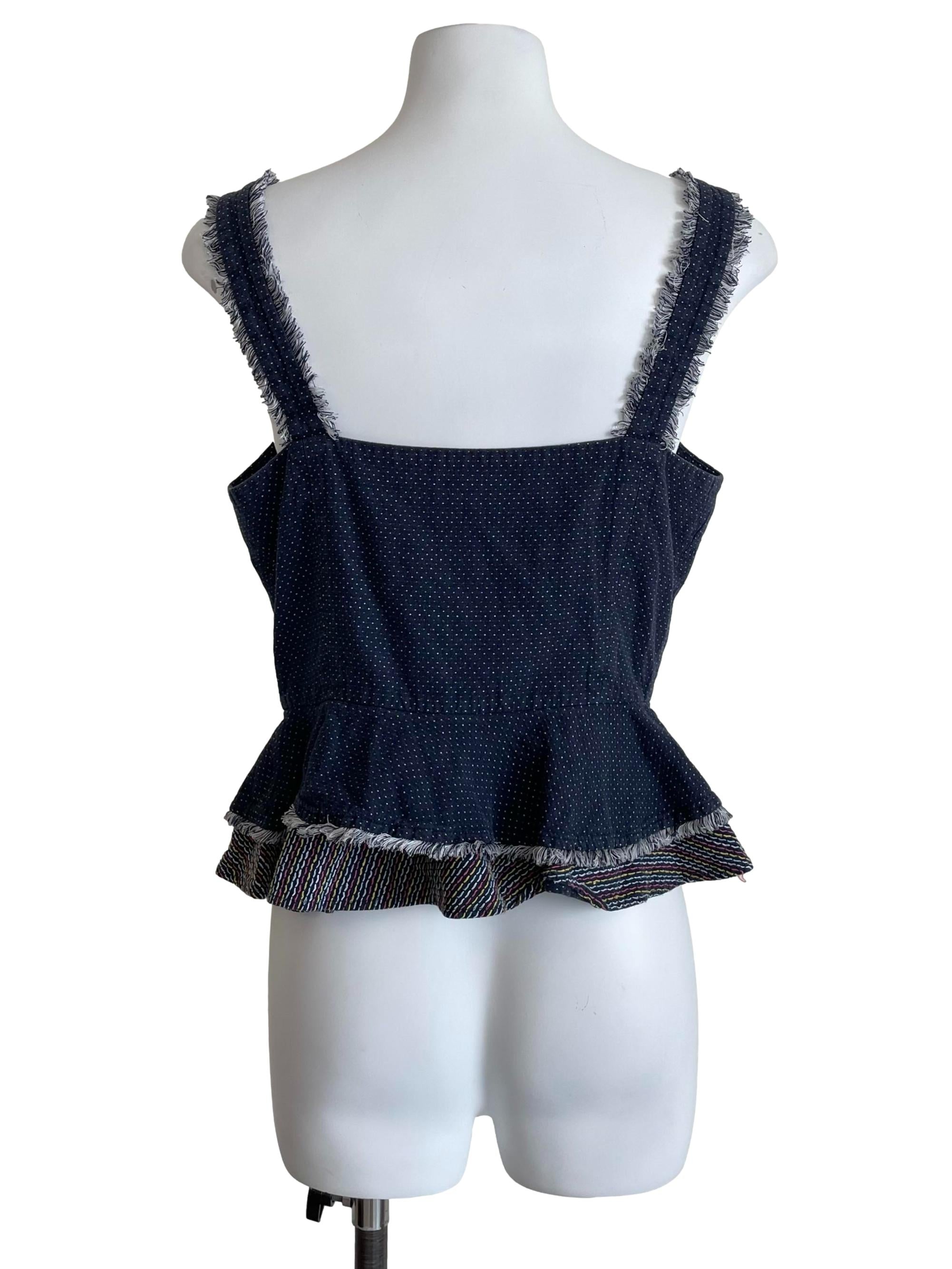 Ash Navy Polka Dots Fuzzy Peplum Top