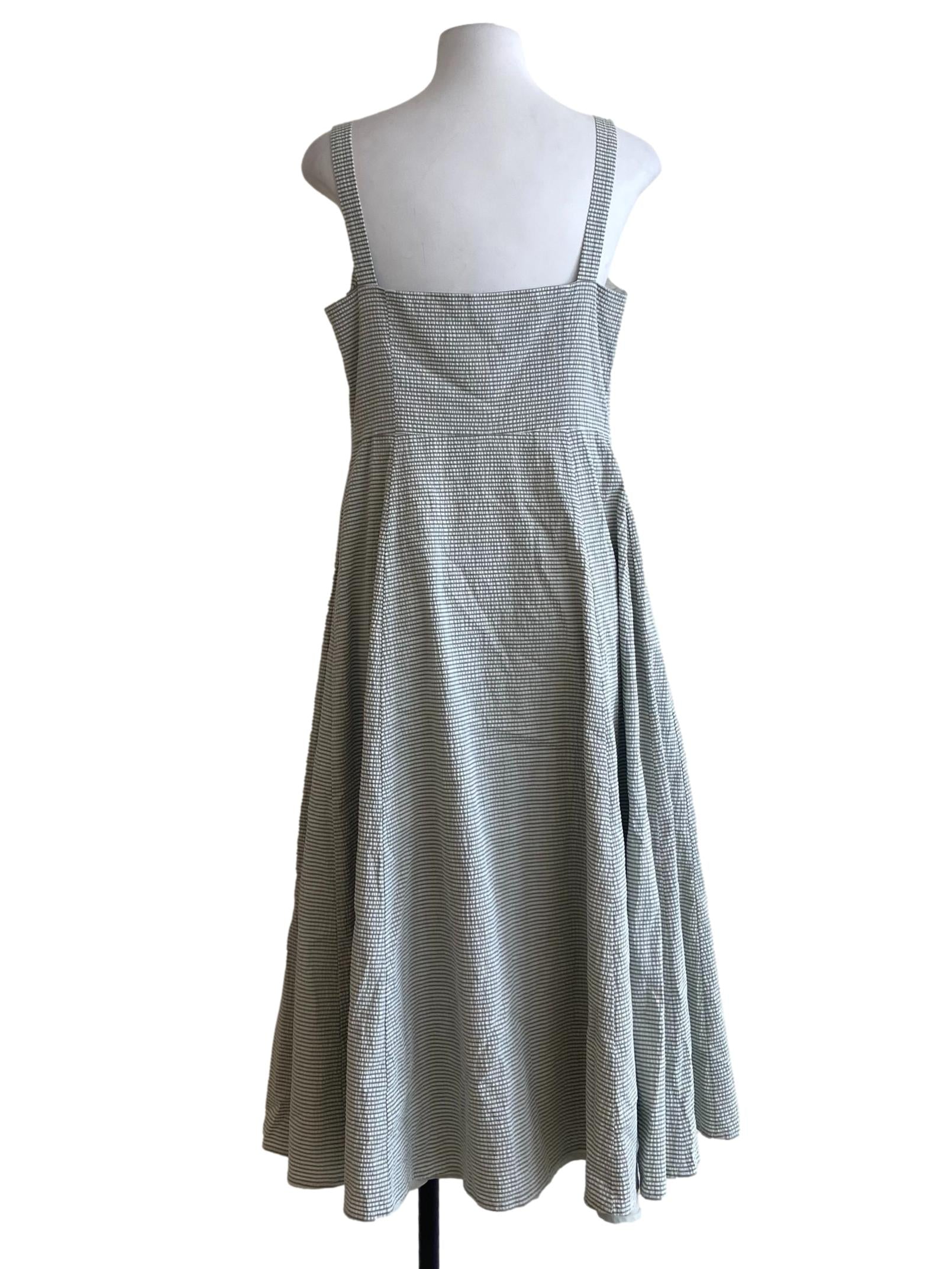 White Grey Stripe Apron Dress OSN