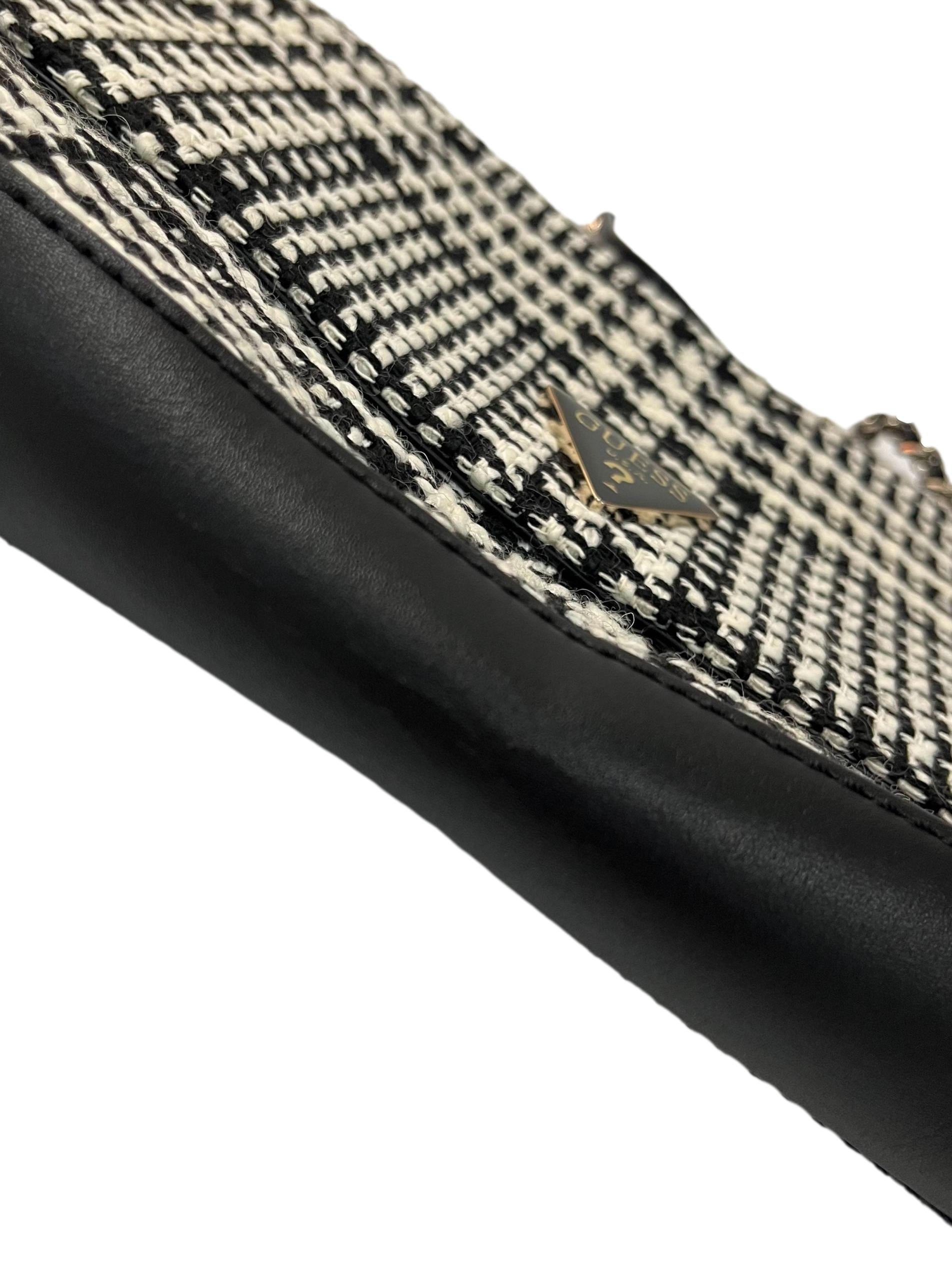 Black And White Tweed Shoulder Bag