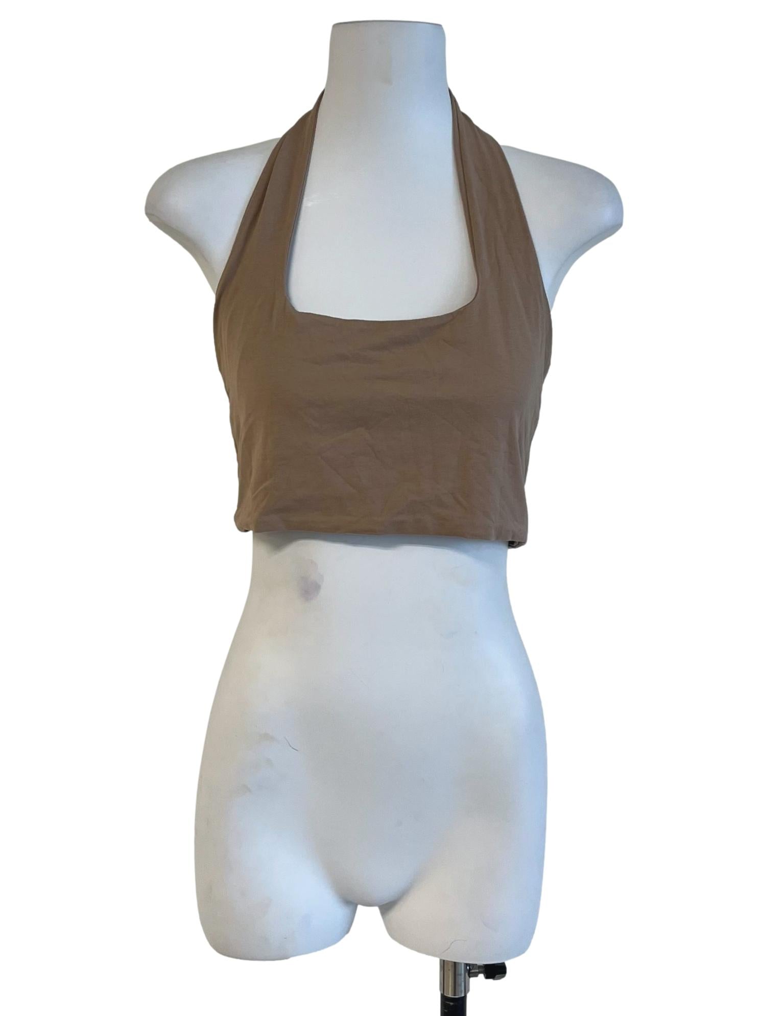Tortilla Brown Halter Crop Top