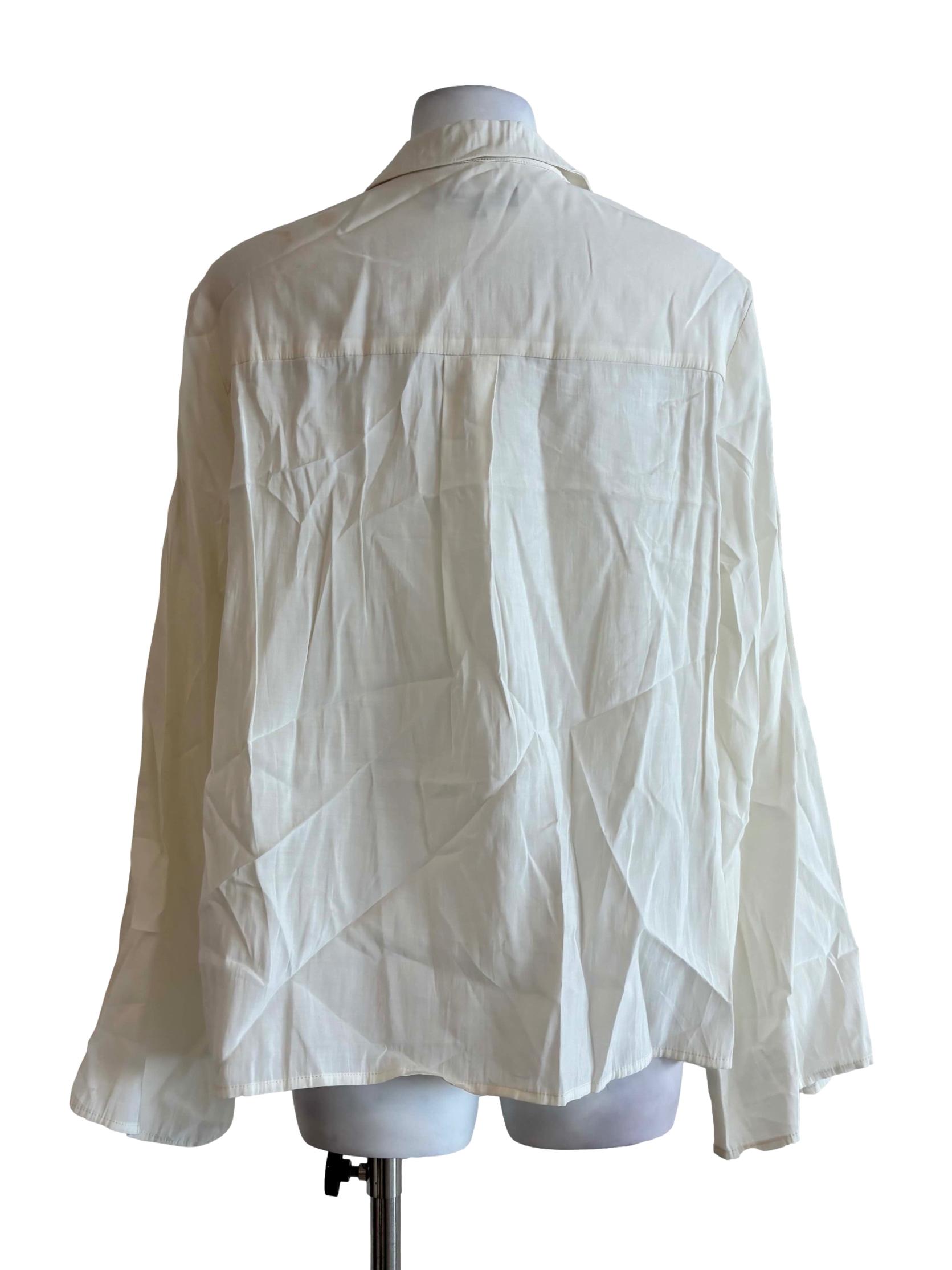 Ivory White Long Sleeve Ribbon Blouse