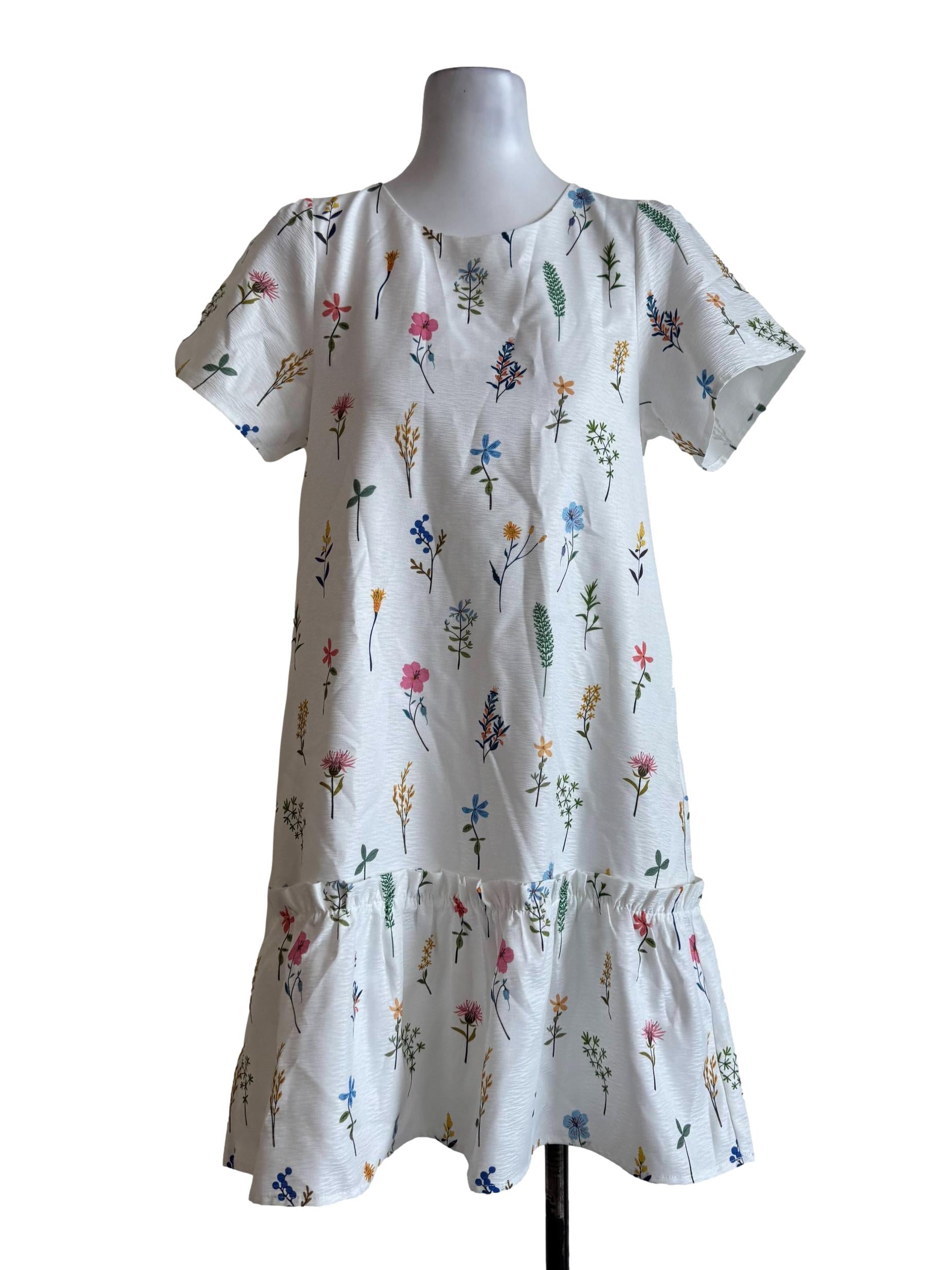 Powder White With Prints Dress