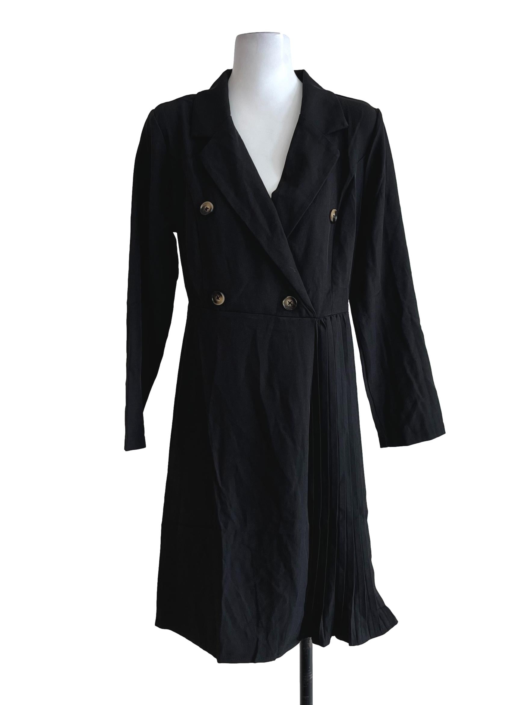 Black Plain Long Sleeves Dress