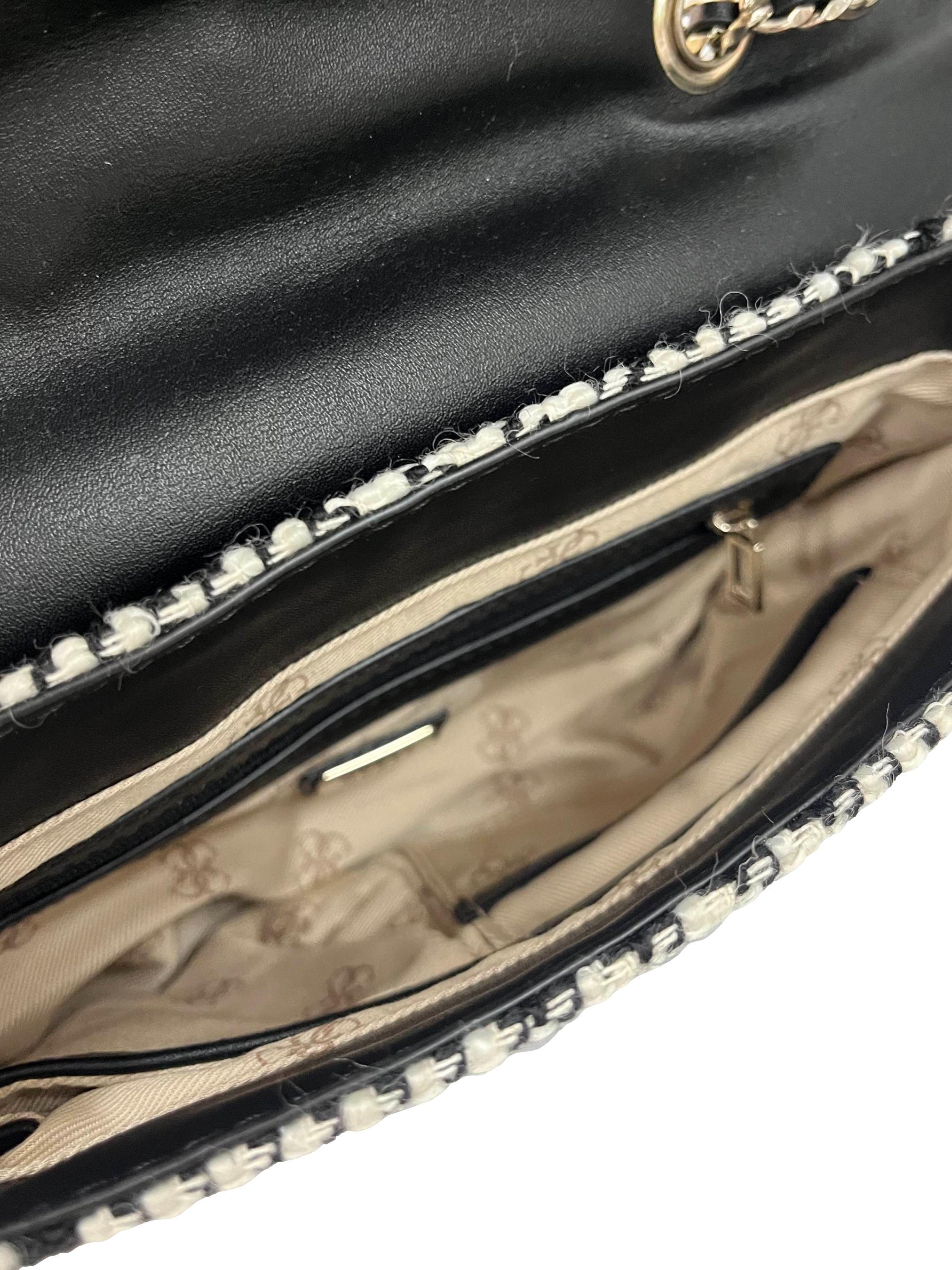 Black And White Tweed Shoulder Bag