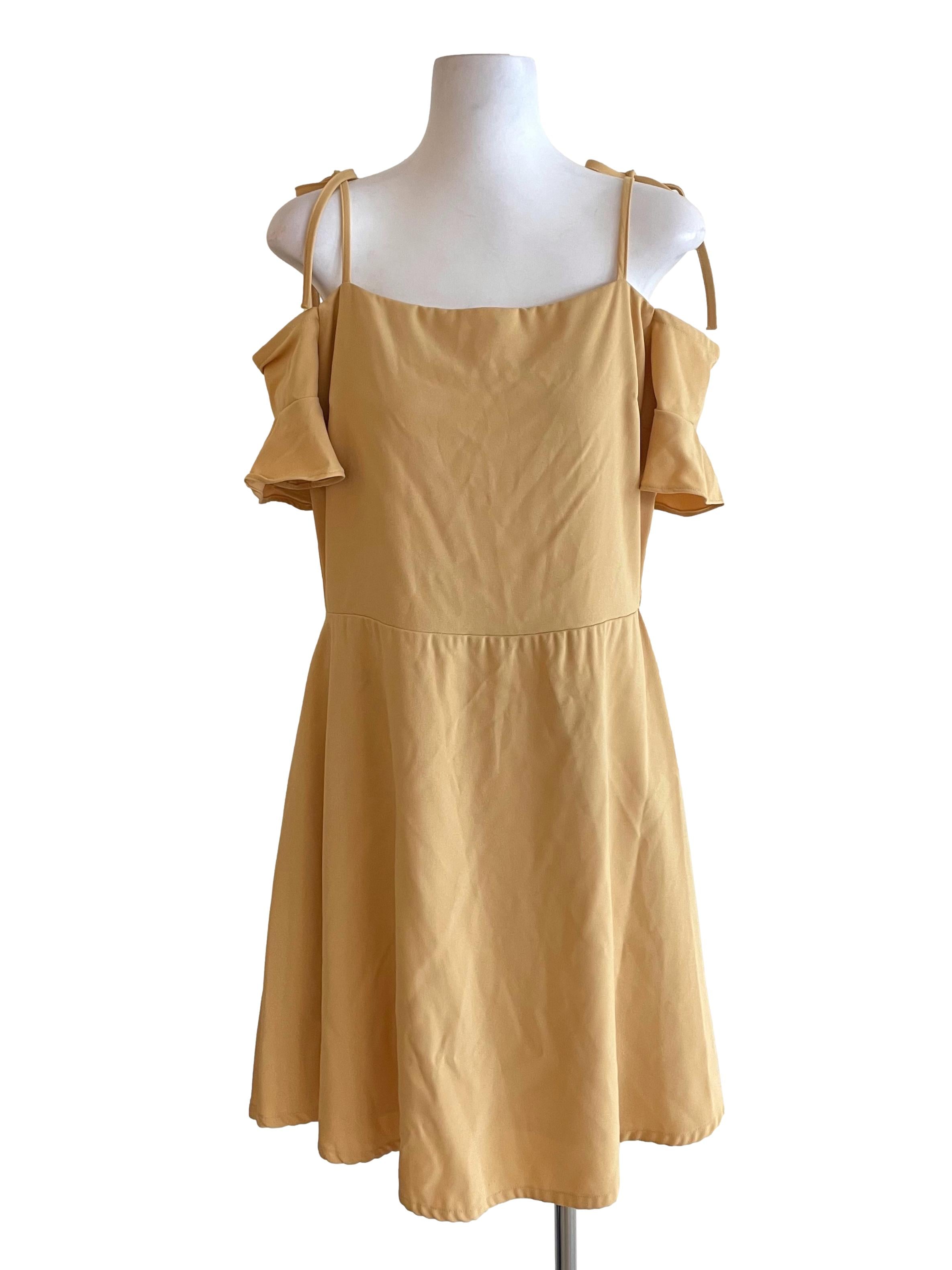 Yellow Tie Straps Twirl Dress