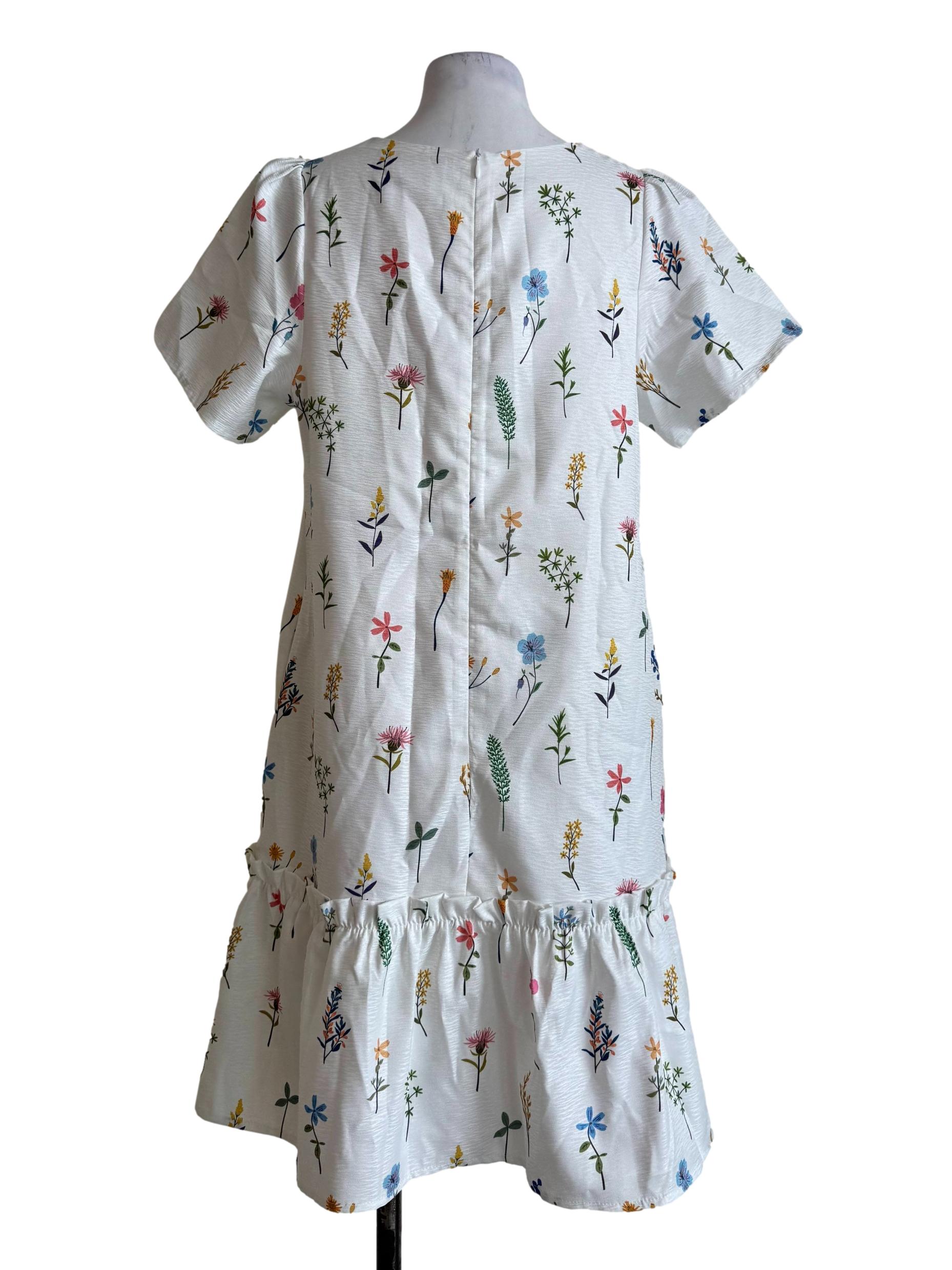 Powder White With Prints Dress